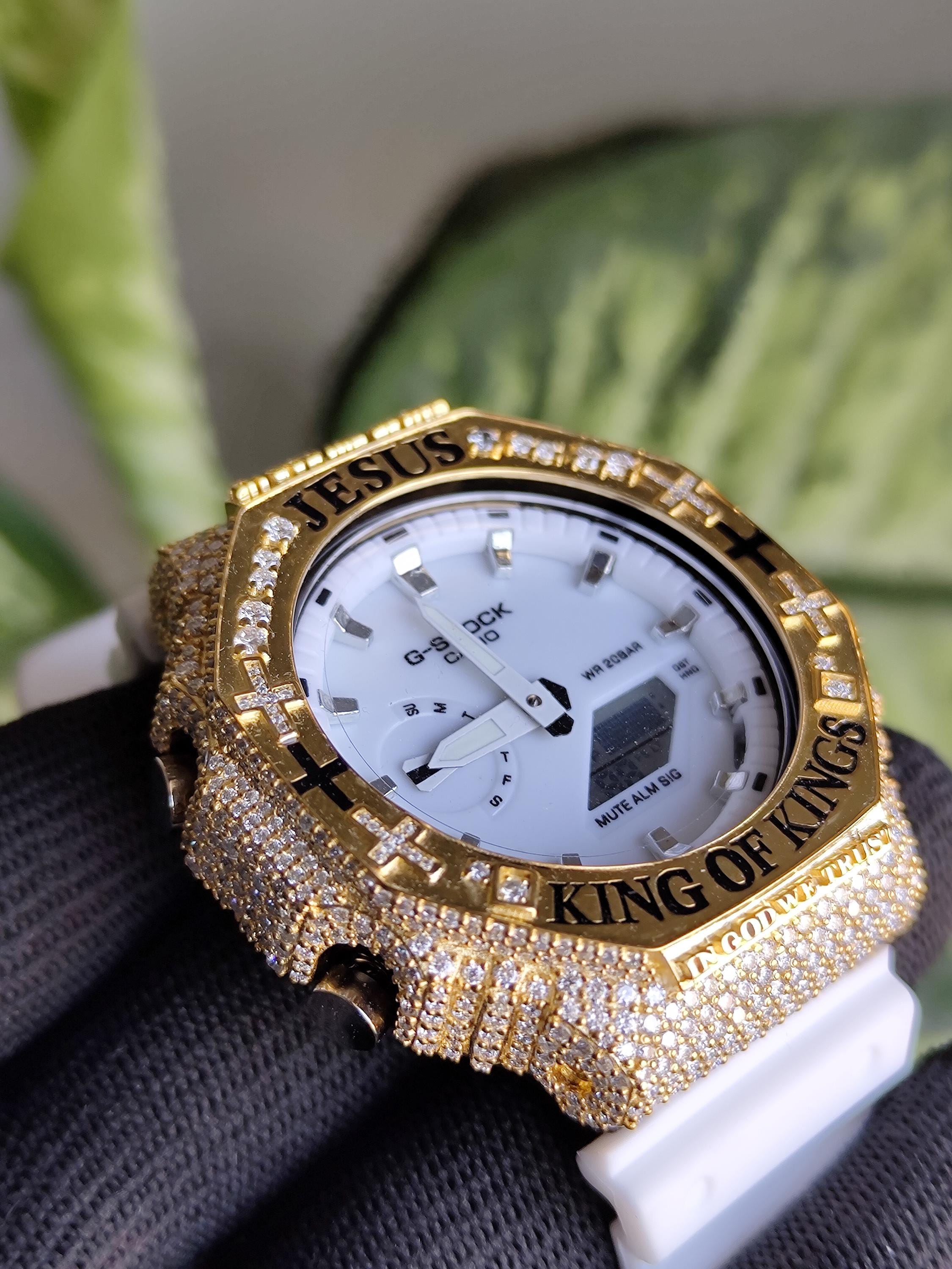 Custom Iced Out Watch: Jesus King of Kings name Luxury Watch Design by silvoura