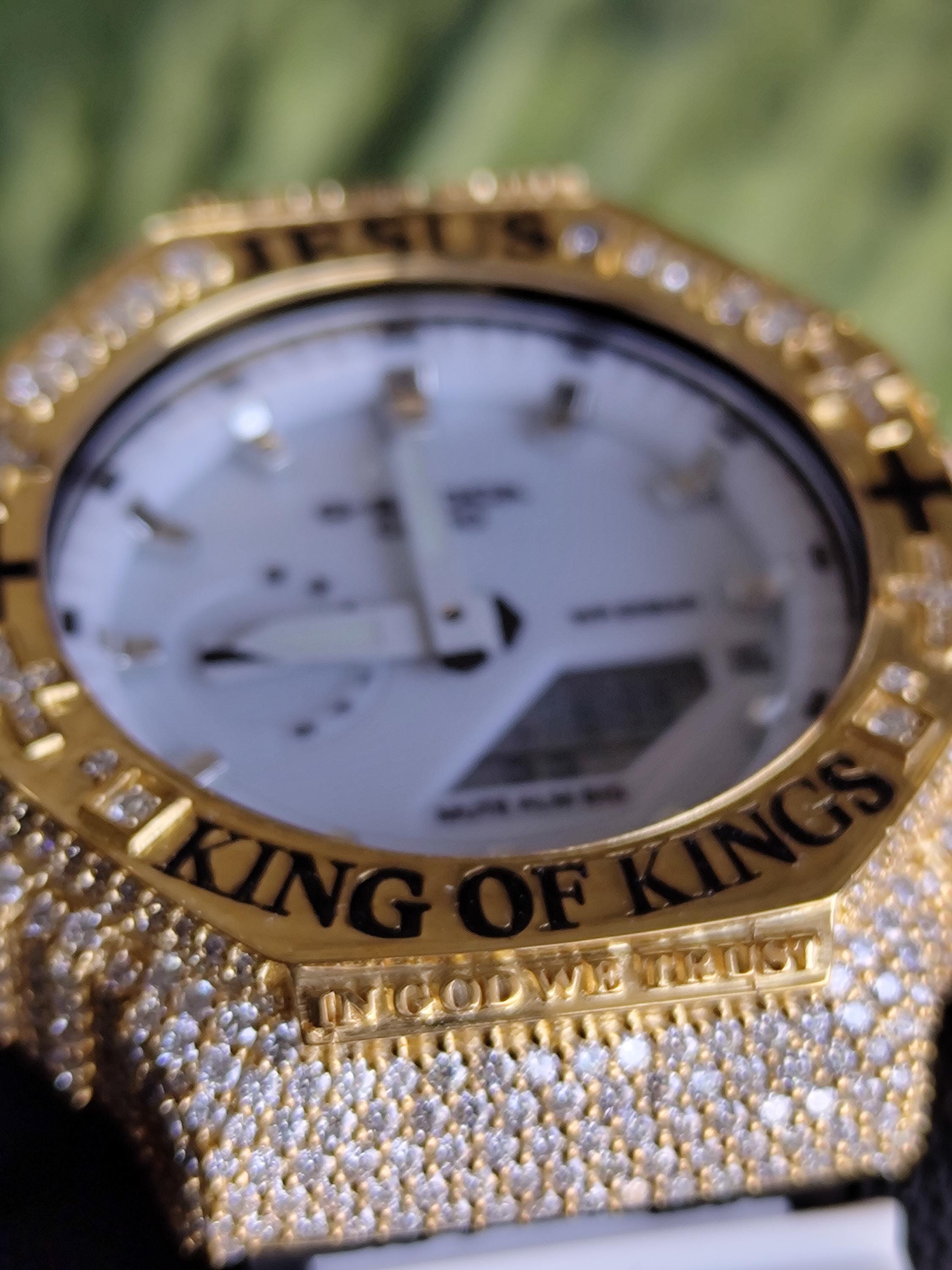 Custom Iced Out Watch: Jesus King of Kings name Luxury Watch Design by silvoura