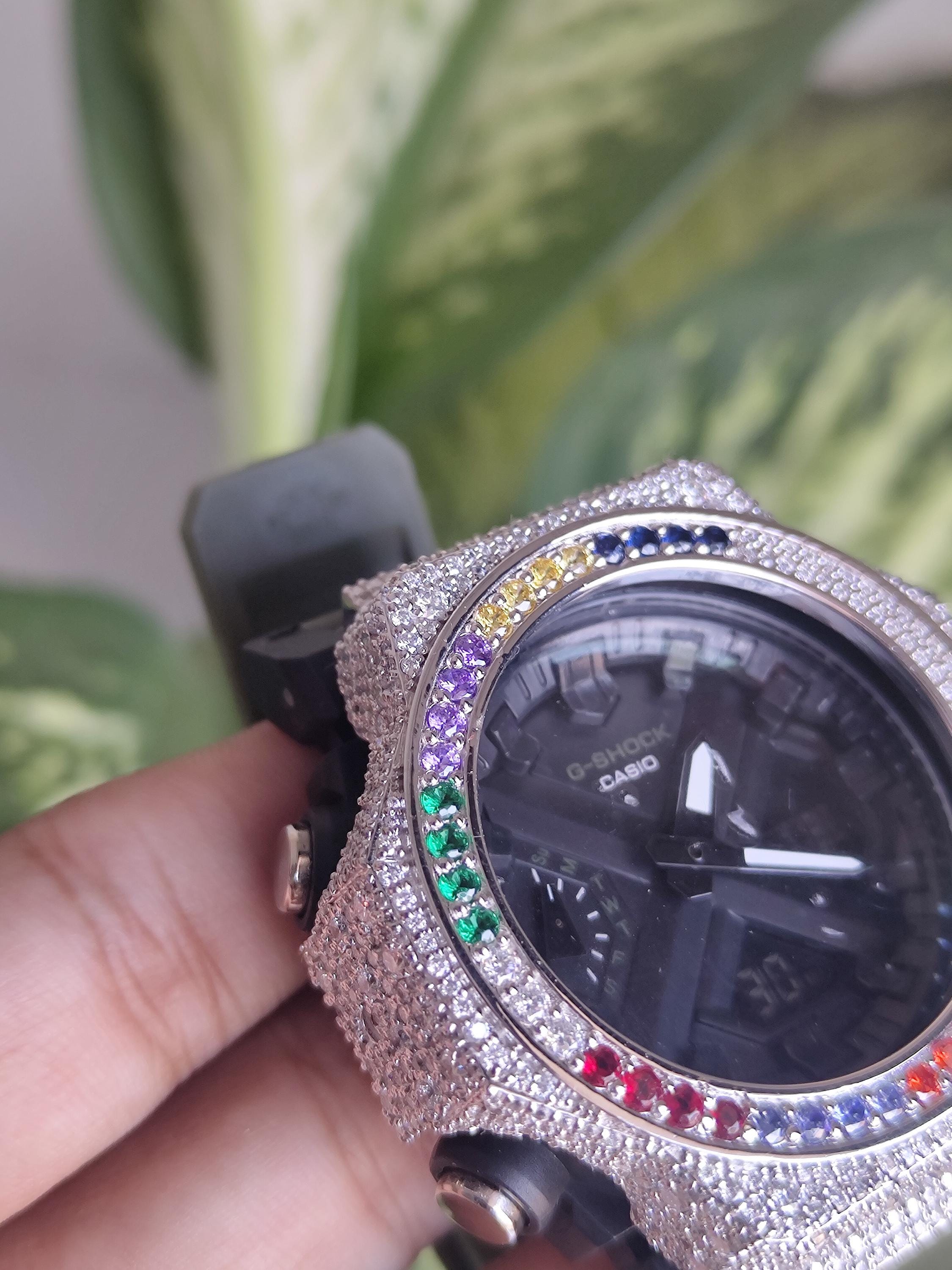 Custom Rainbow Full iced-out Moissanite Watch By Silvoura