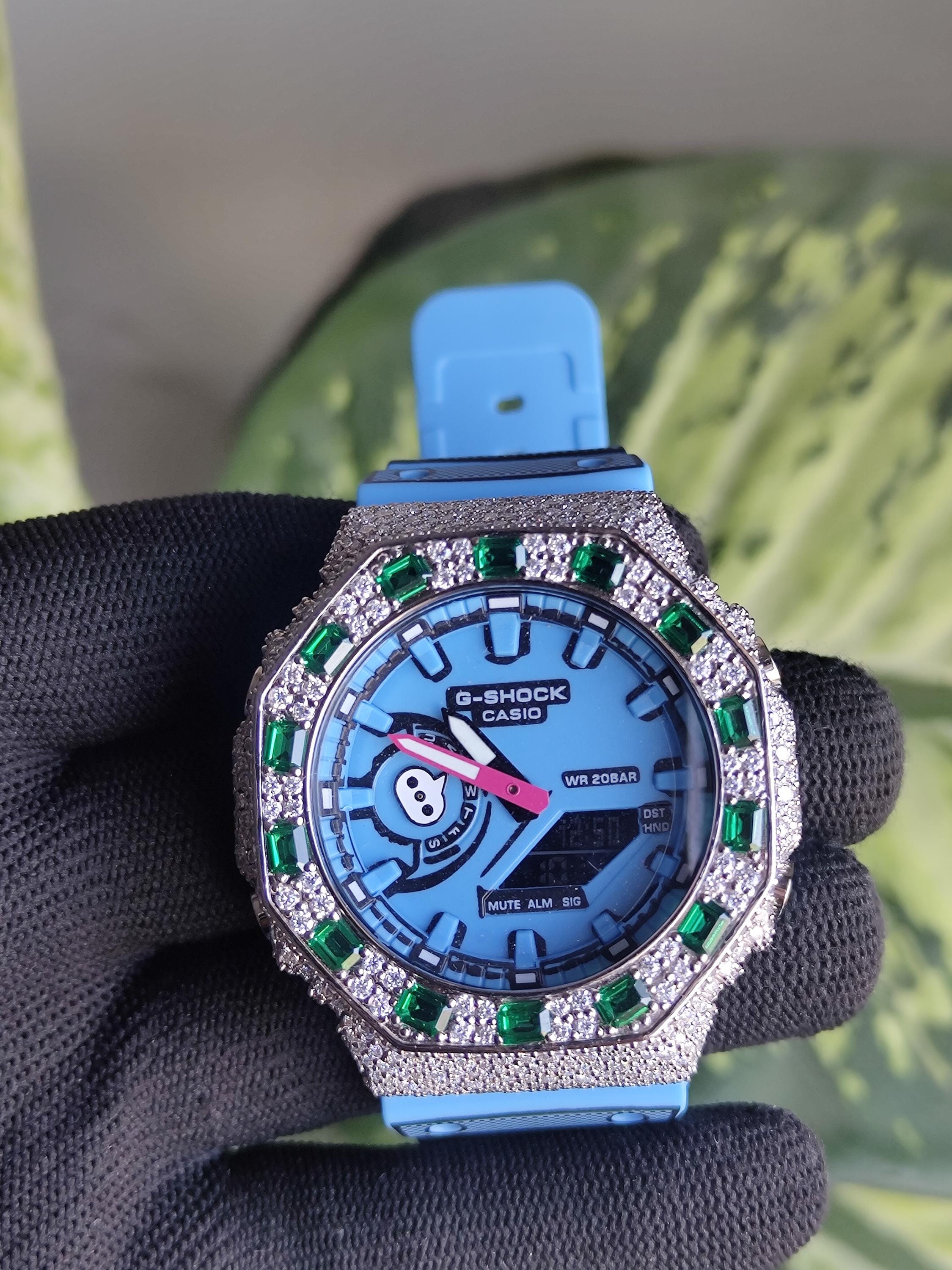 Custom Iced Out Watch: VVS Moissanite, GREEN Dial by Silvoura