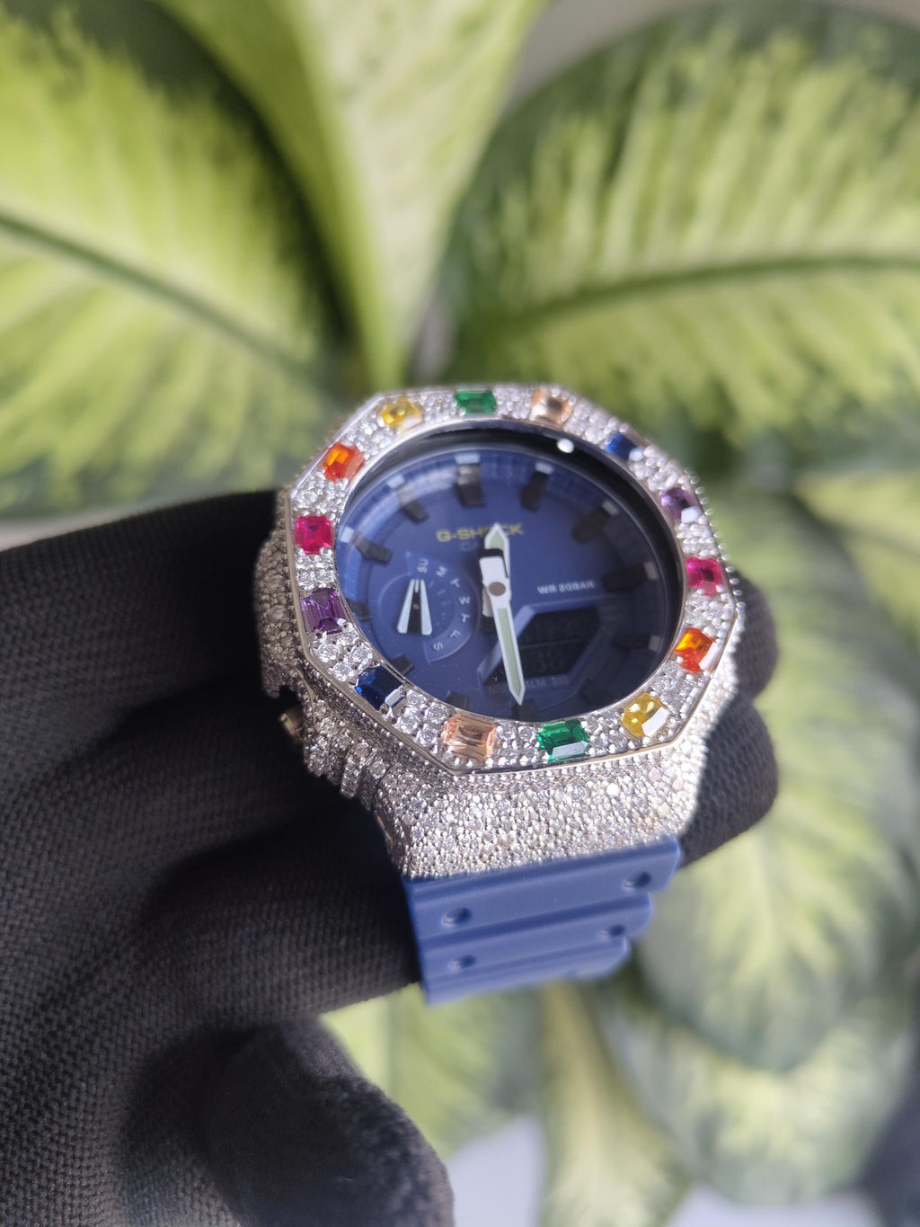 Custom Iced Out Watch: VVS Moissanite, Rainbow Dial by Silvoura