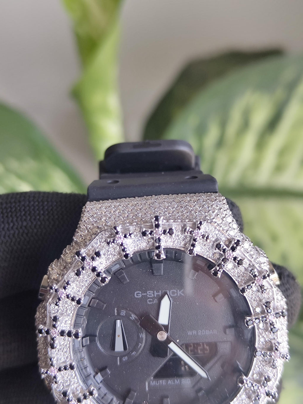 Custom Iced Out Watch: VVS Moissanite Cross Pattern Design by silvoura