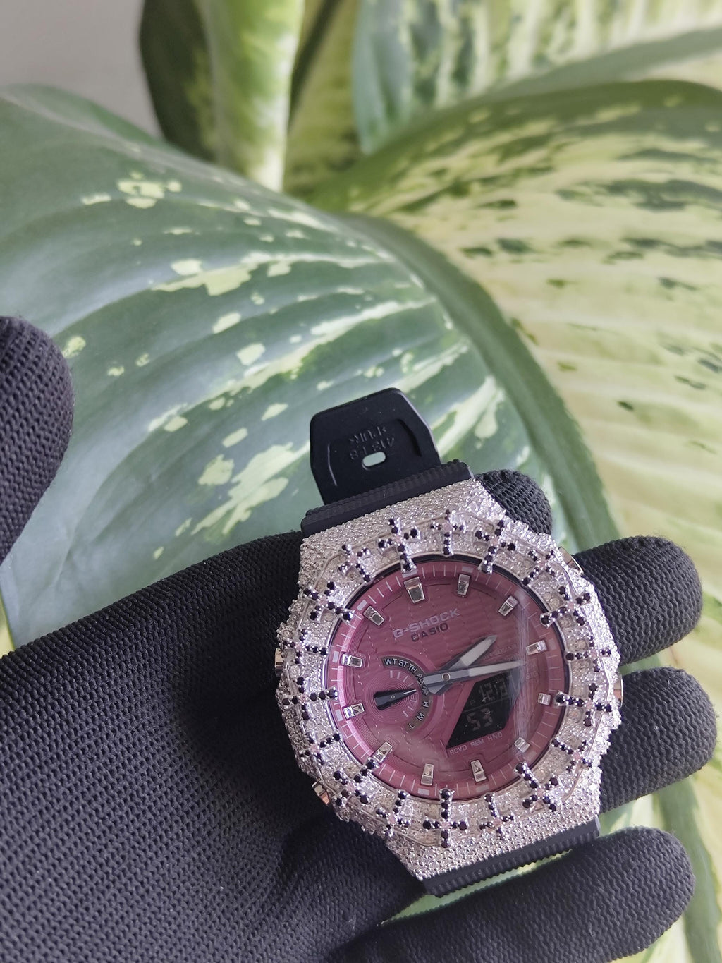 Custom Iced Out Watch: VVS Moissanite Cross Pattern Design by silvoura