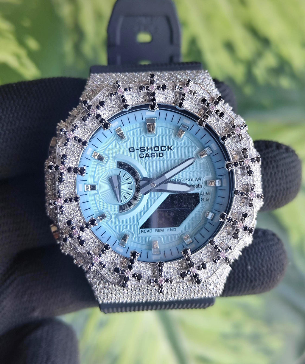 Custom Iced Out Watch: VVS Moissanite Cross Pattern Design by silvoura