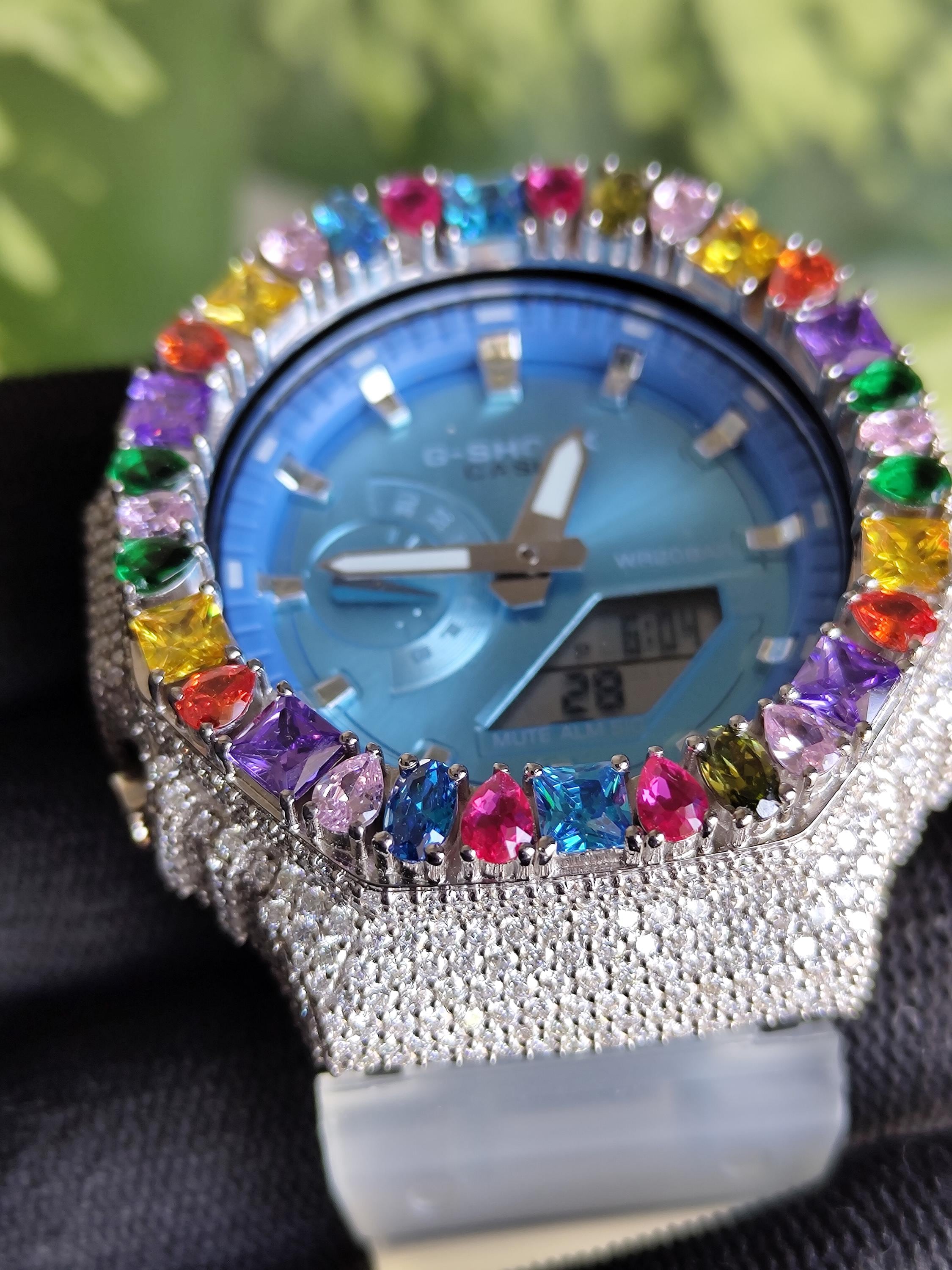 Custom Iced Out Watch: Multicolor Gemstone Luxury Watch Design by silvoura