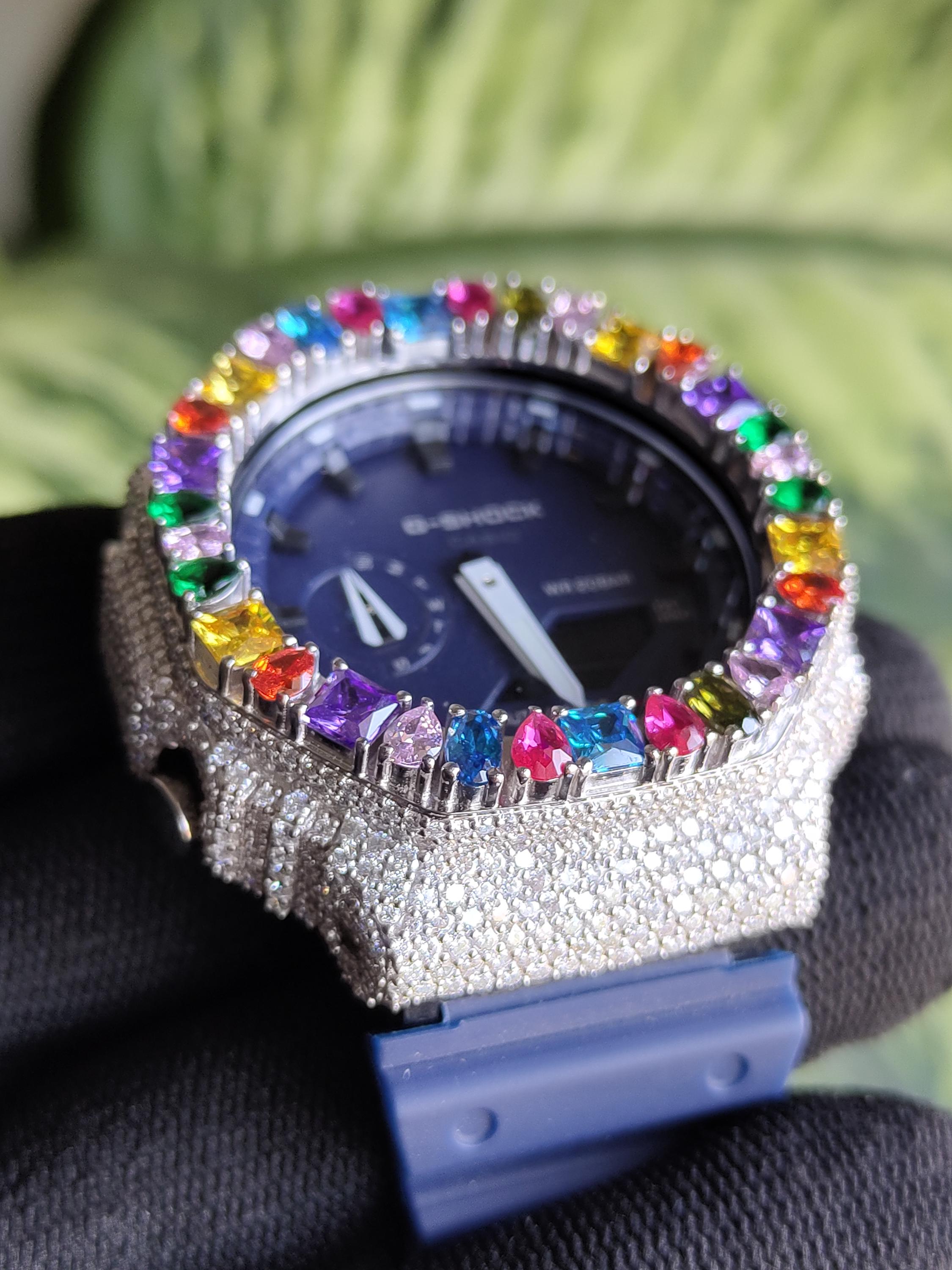 Custom Iced Out Watch: Multicolor Gemstone Luxury Watch Design by silvoura