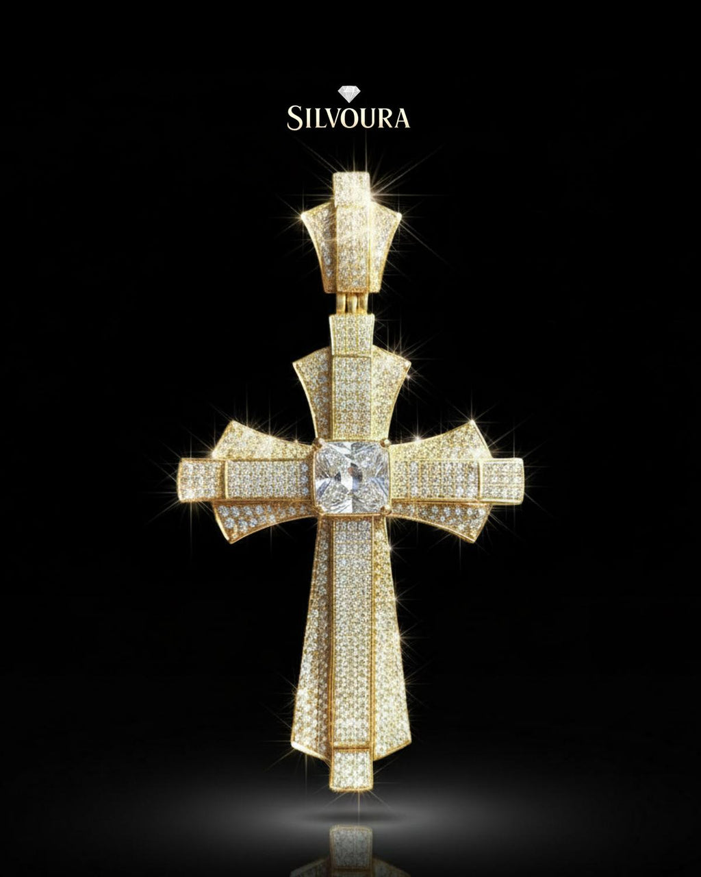Iced Out Moissanite Cross Pendant | Silver Hip Hop Jewelry