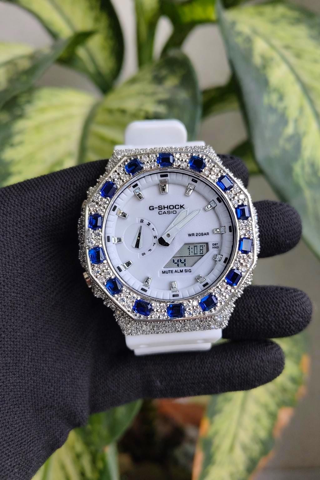 Custom Iced Out Moissanite Watch : White Dial by Silvoura