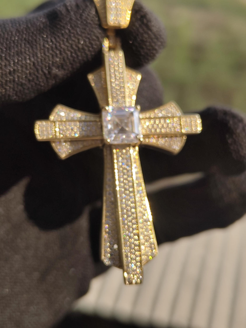 Iced Out Moissanite Cross Pendant | Silver Hip Hop Jewelry