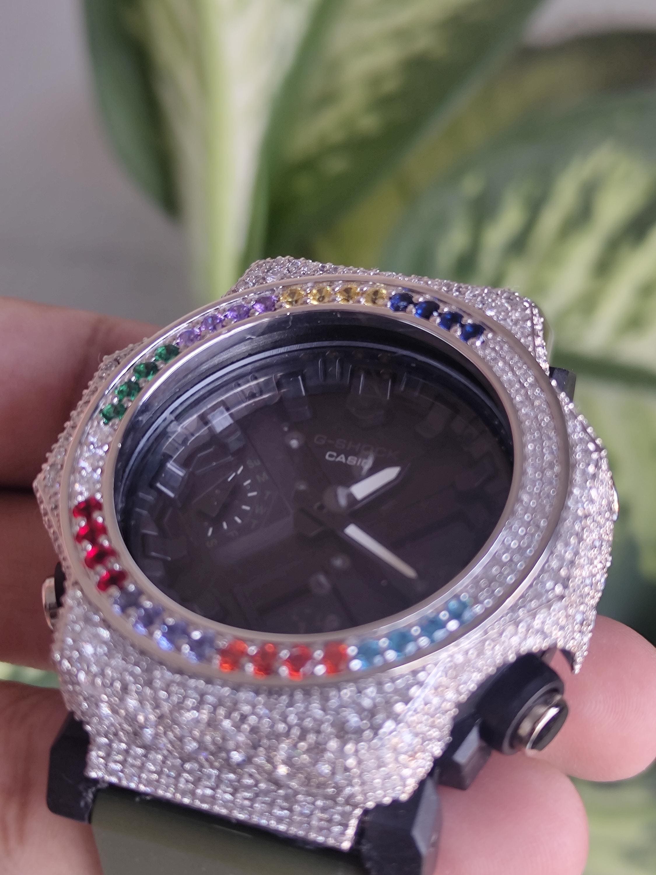 Custom Rainbow Full iced-out Moissanite Watch By Silvoura