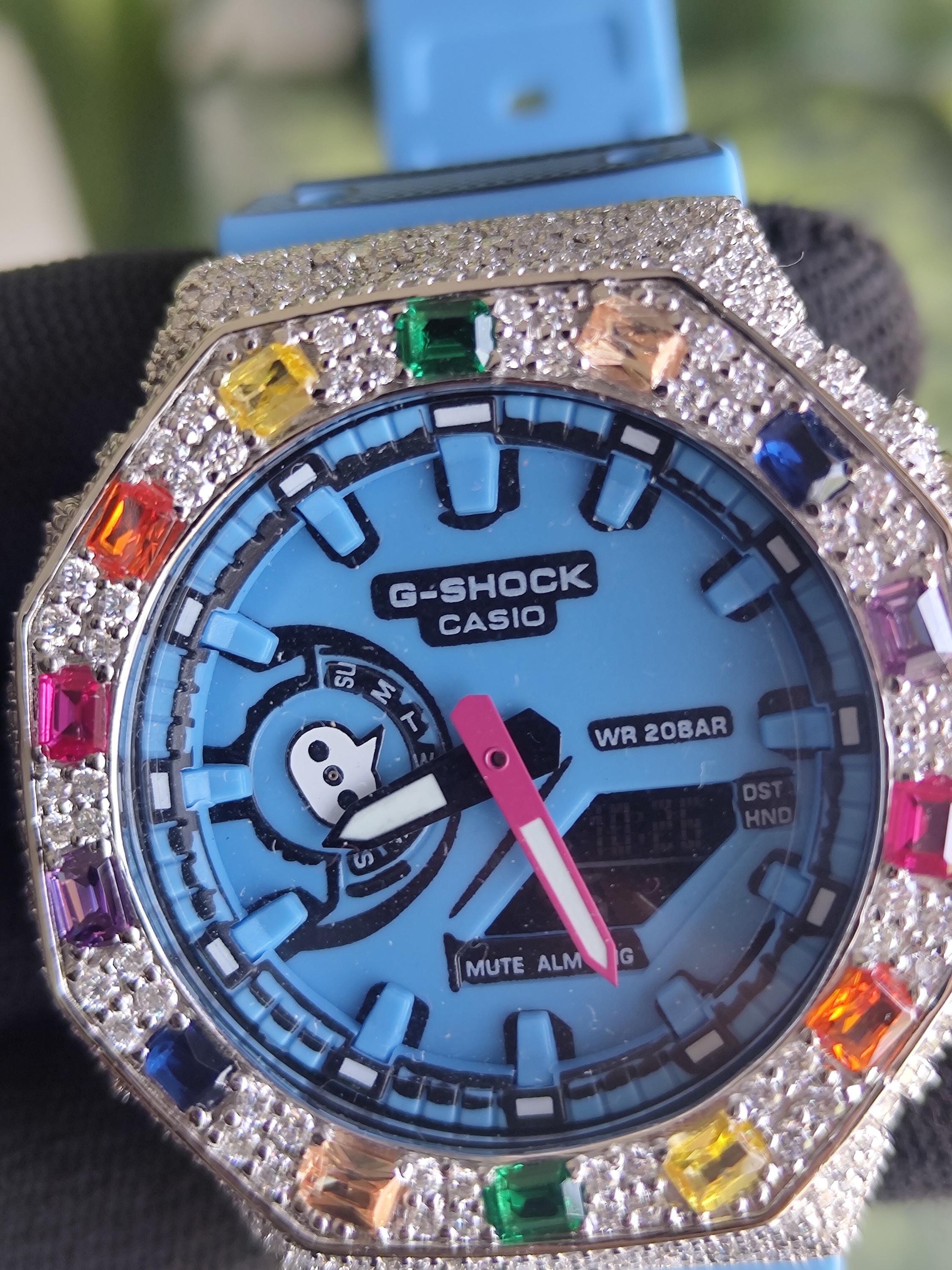 Custom Iced Out Watch: VVS Moissanite, Rainbow Dial by Silvoura