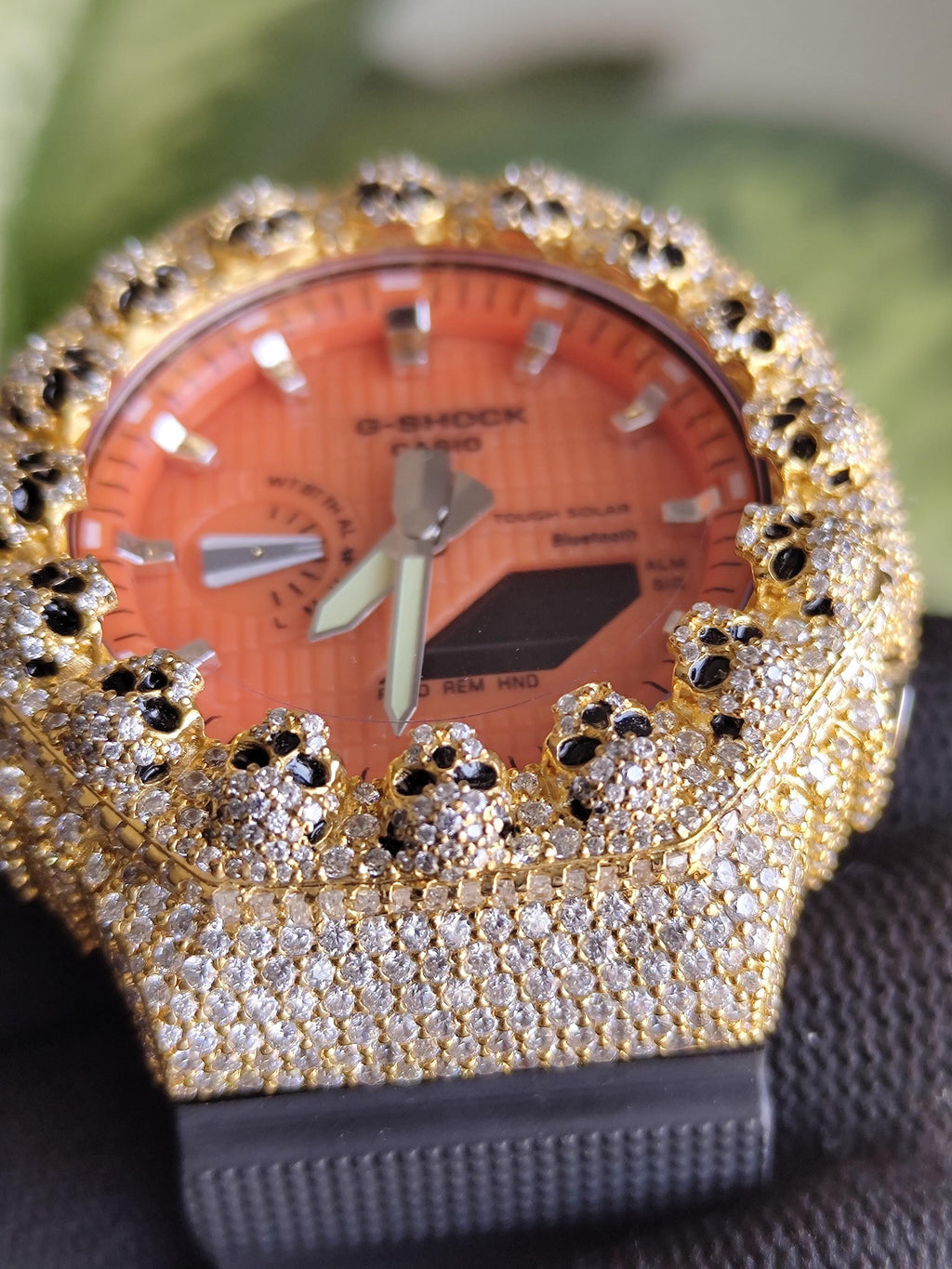 Custom Iced Out Moissanite Watch  – Gold Finish – Skull bazel