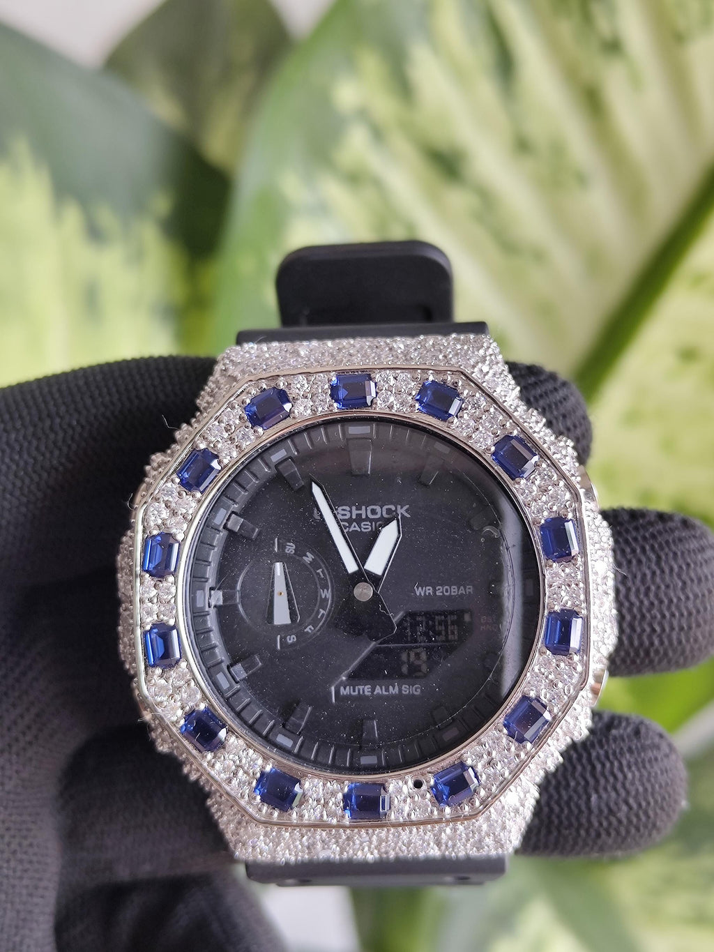 Custom Iced Out Watch: VVS Moissanite, Blue Dial by Silvoura