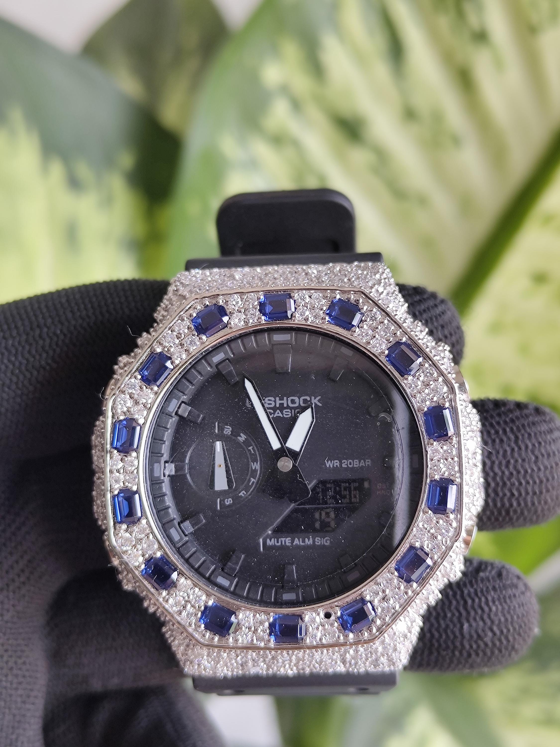 Custom Iced Out Watch: VVS Moissanite, Blue Dial by Silvoura