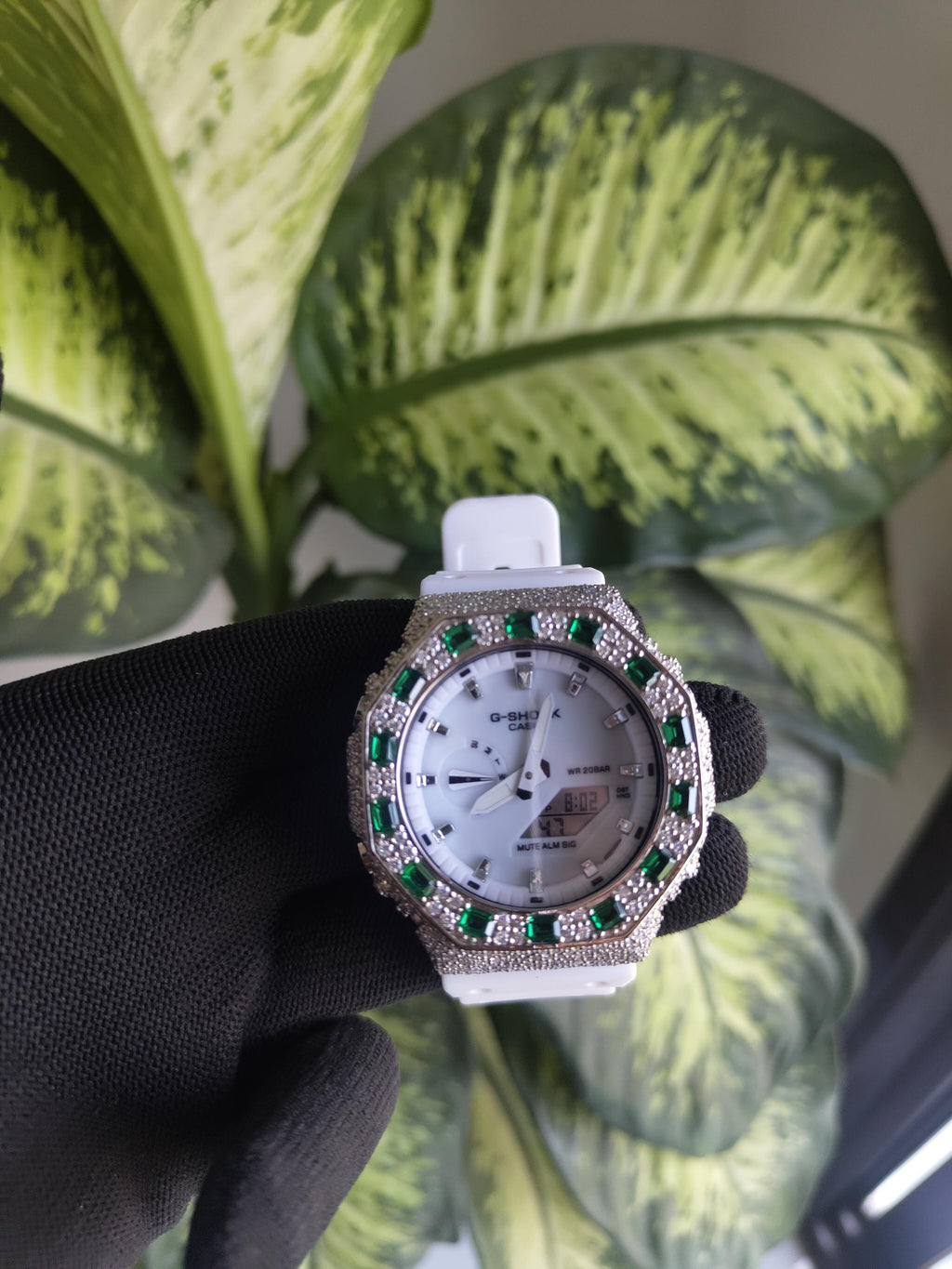 Custom Iced Out Watch: VVS Moissanite, GREEN Dial by Silvoura