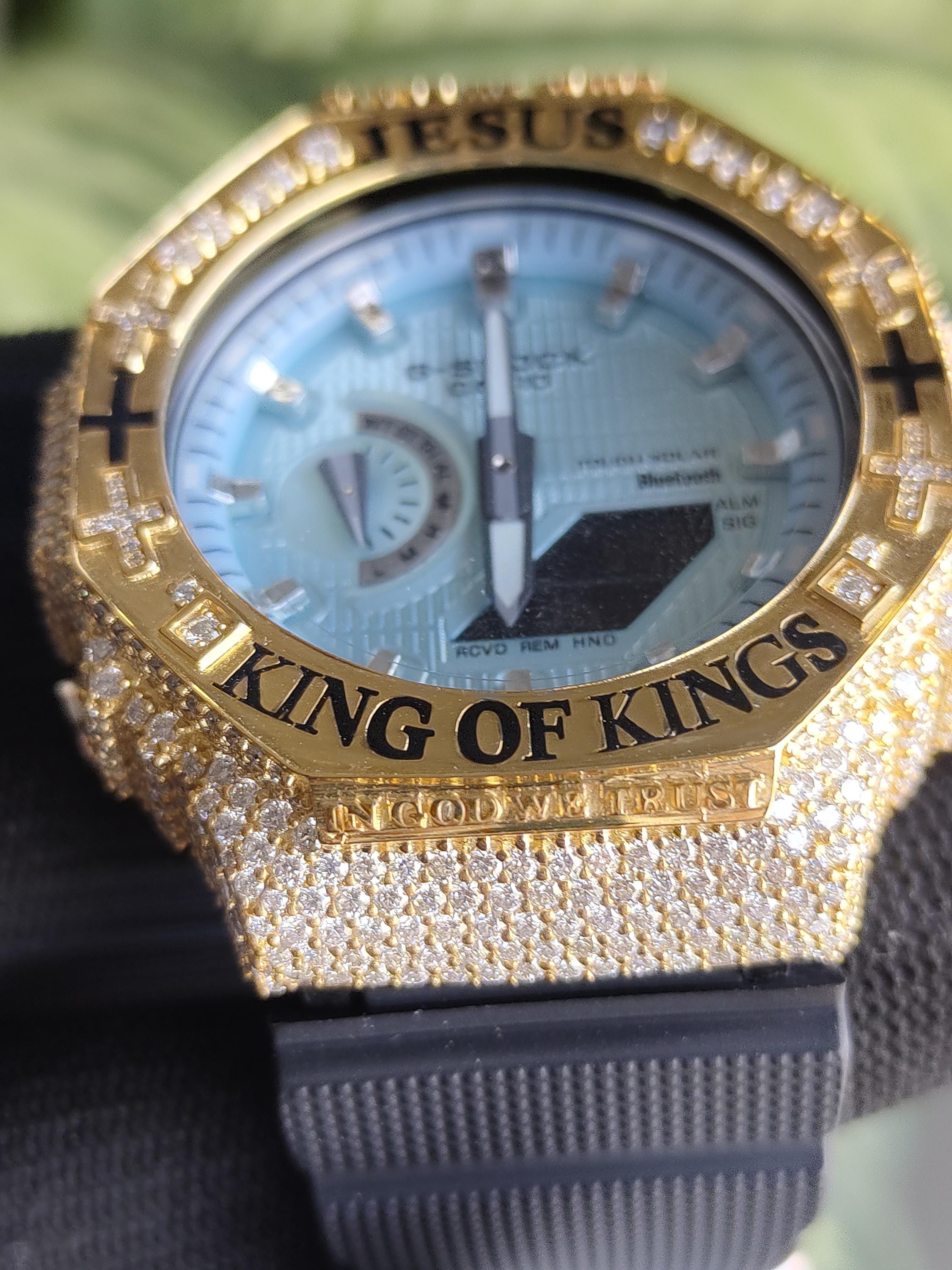 Custom Iced Out Watch: Jesus King of Kings name Luxury Watch Design by silvoura