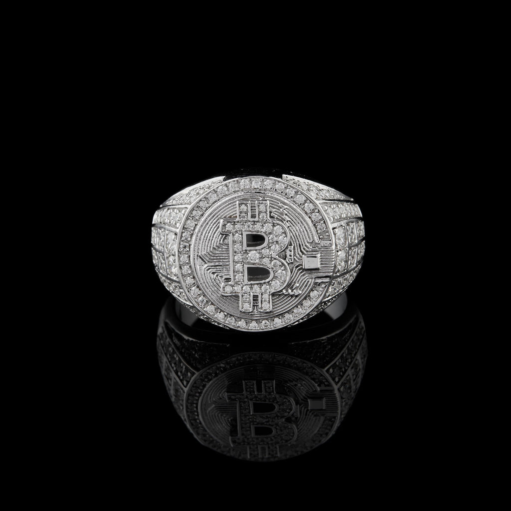 Bitcoin Silver Ring – Iced Out, Luxury Statement Crypto Jewelry for Men