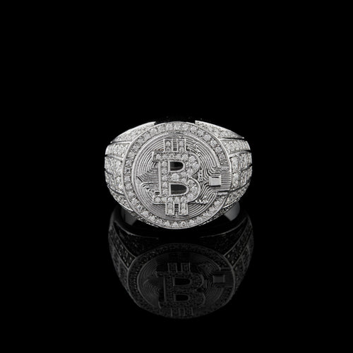 Bitcoin Silver Ring – Iced Out, Luxury Statement Crypto Jewelry for Men