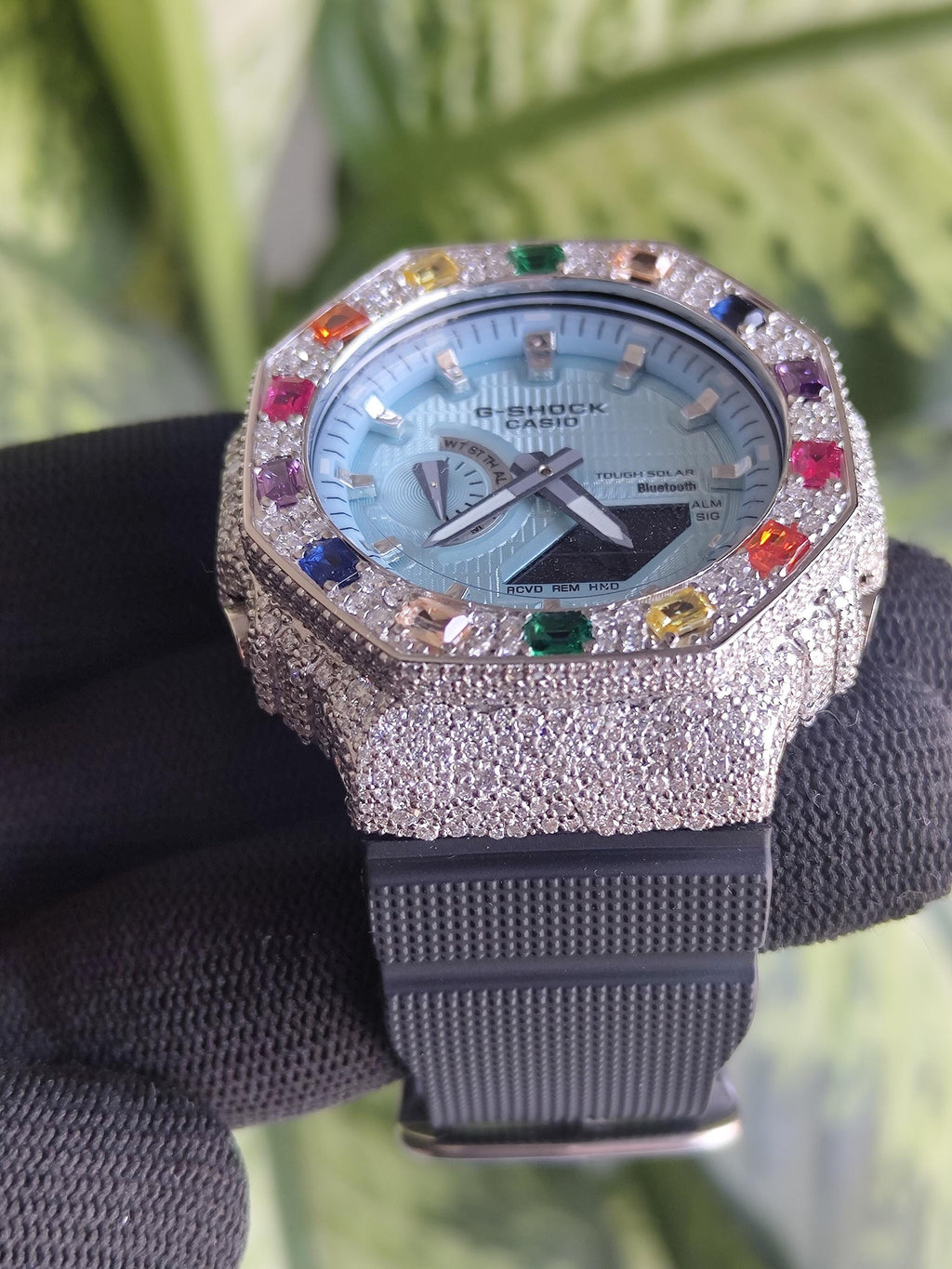 Custom Iced Out Watch: VVS Moissanite, Rainbow Dial by Silvoura