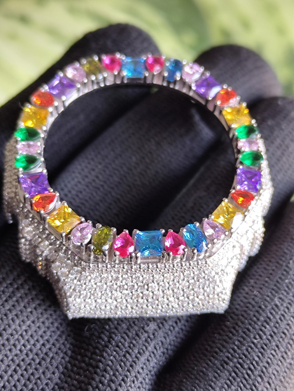 Custom Iced Out GA2100 Bezel: VVS Moissanite Multicolor Gemstone Luxury Design