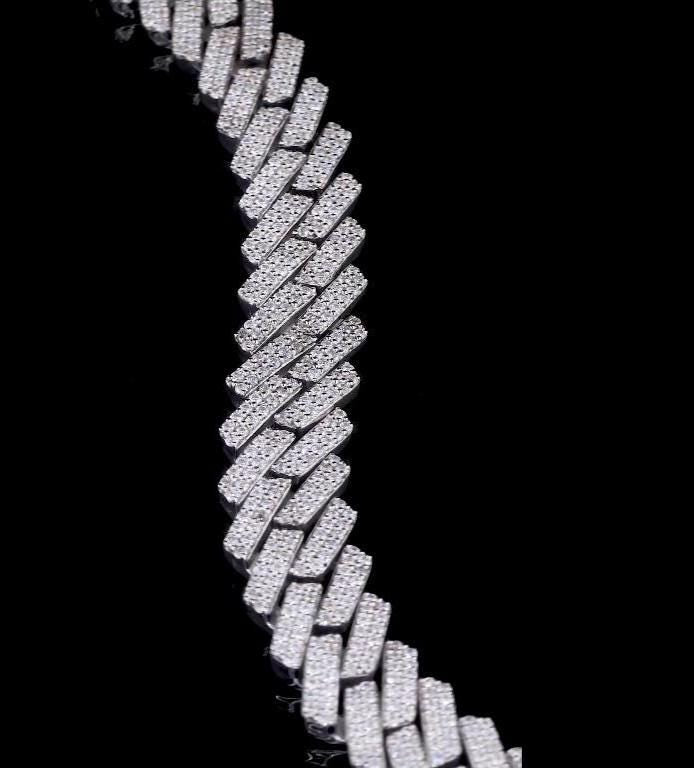 Iced Out Moissanite Cuban Link Chain - Sterling Silver Bling Necklace
