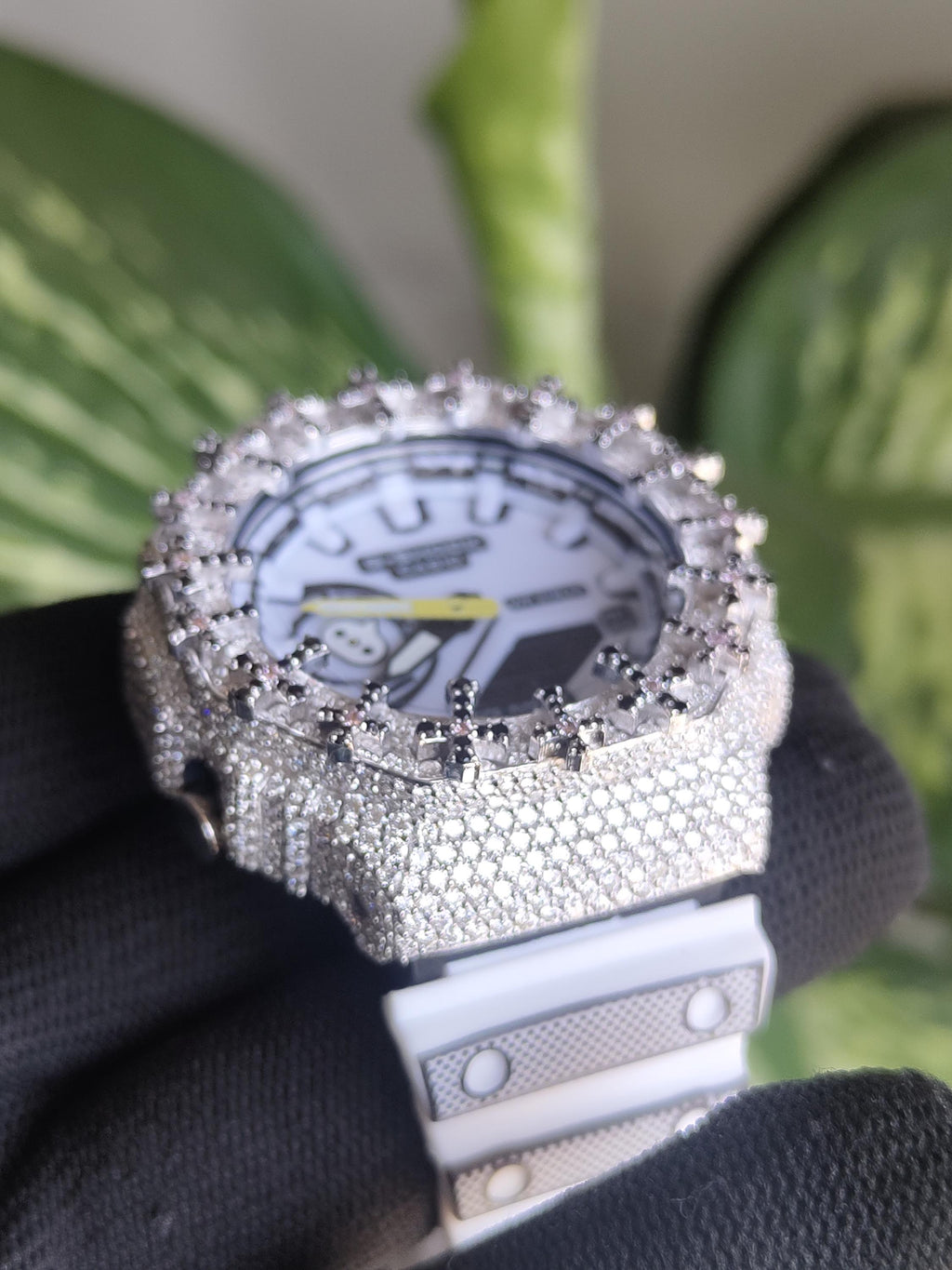 Custom Iced Out Watch: VVS Moissanite Cross Pattern Design by silvoura