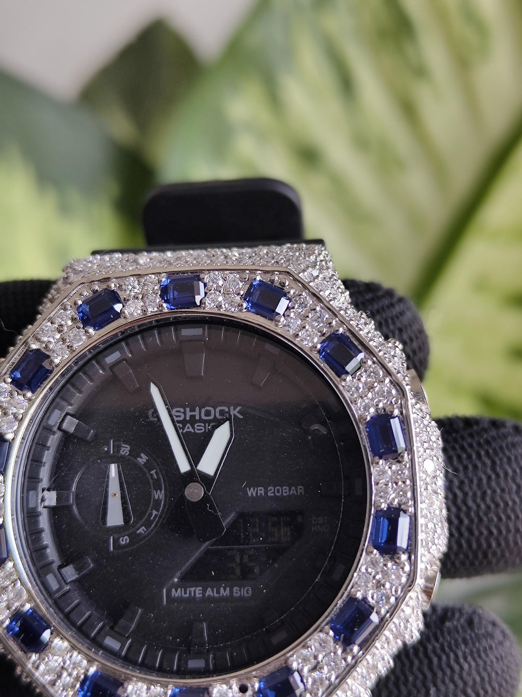 Custom Iced Out Watch: VVS Moissanite, Blue Dial by Silvoura