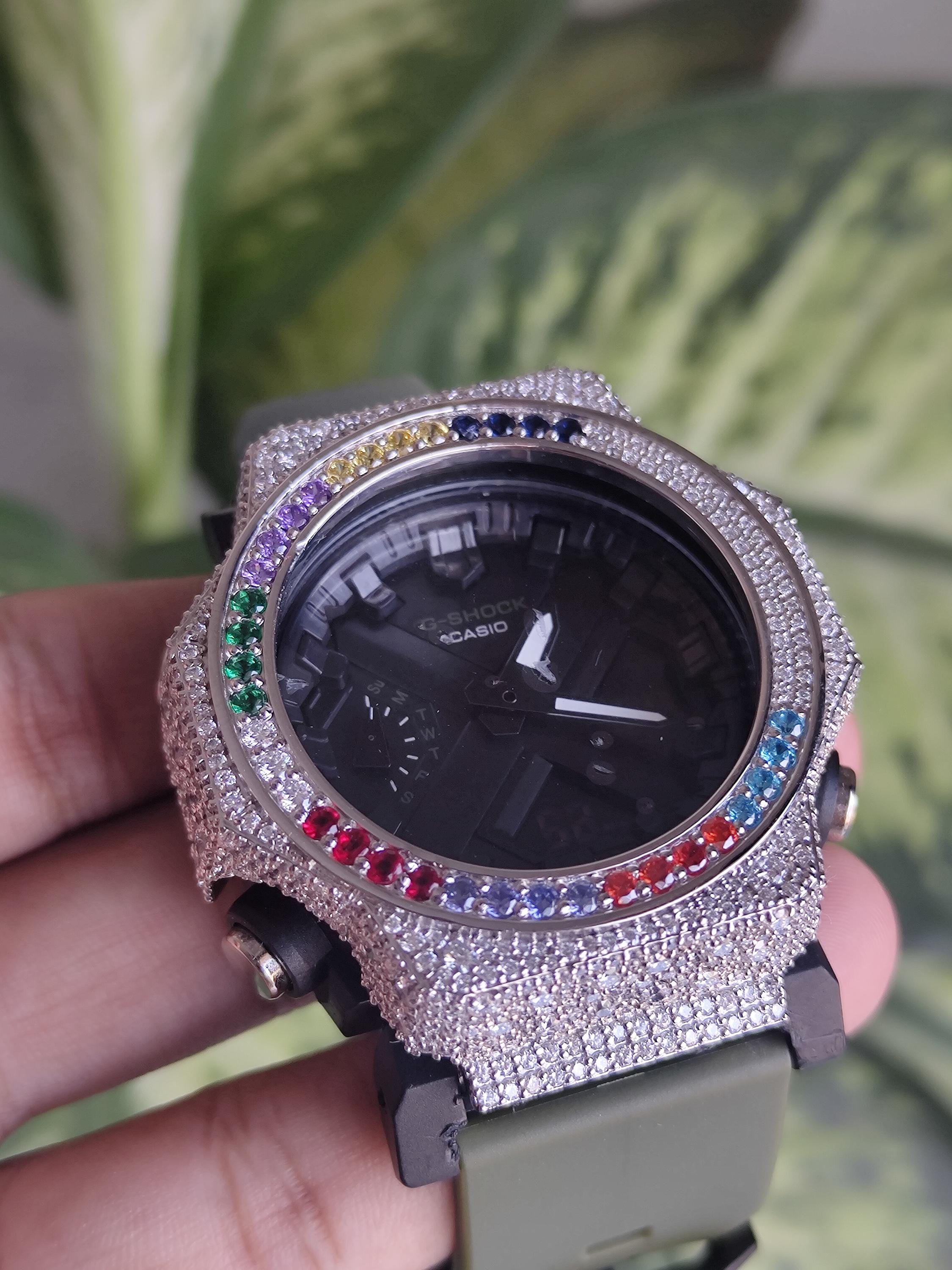 Custom Rainbow Full iced-out Moissanite Watch By Silvoura