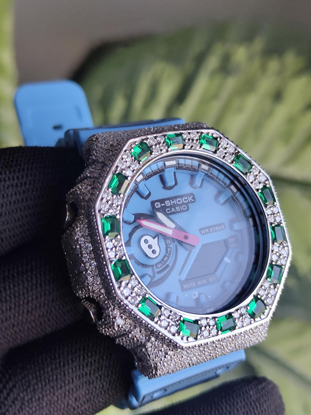 Custom Iced Out Watch: VVS Moissanite, GREEN Dial by Silvoura