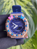 Custom Iced Out Watch: VVS Moissanite, Blue Dial by Silvoura