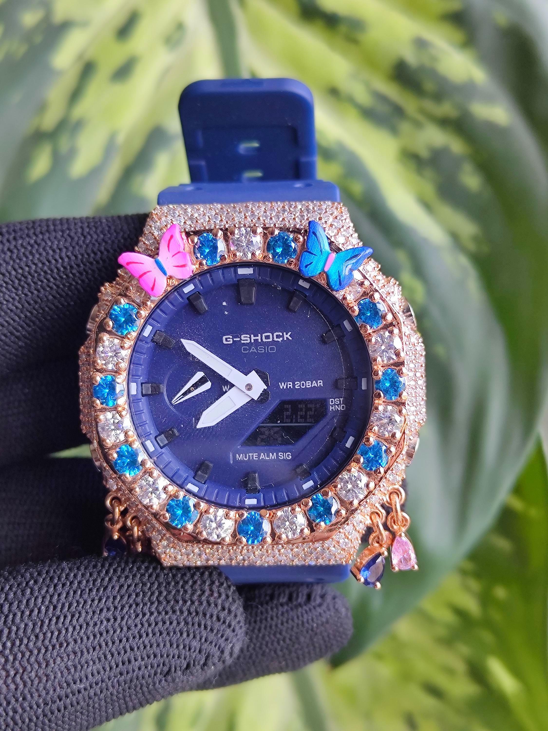 Custom Iced Out Watch: VVS Moissanite, Blue Dial by Silvoura