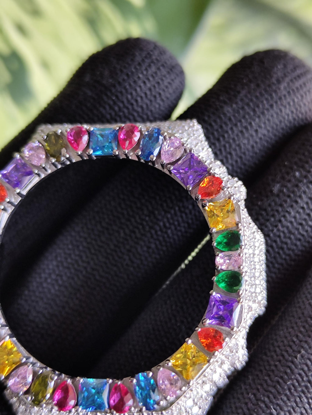 Custom Iced Out GA2100 Bezel: VVS Moissanite Multicolor Gemstone Luxury Design
