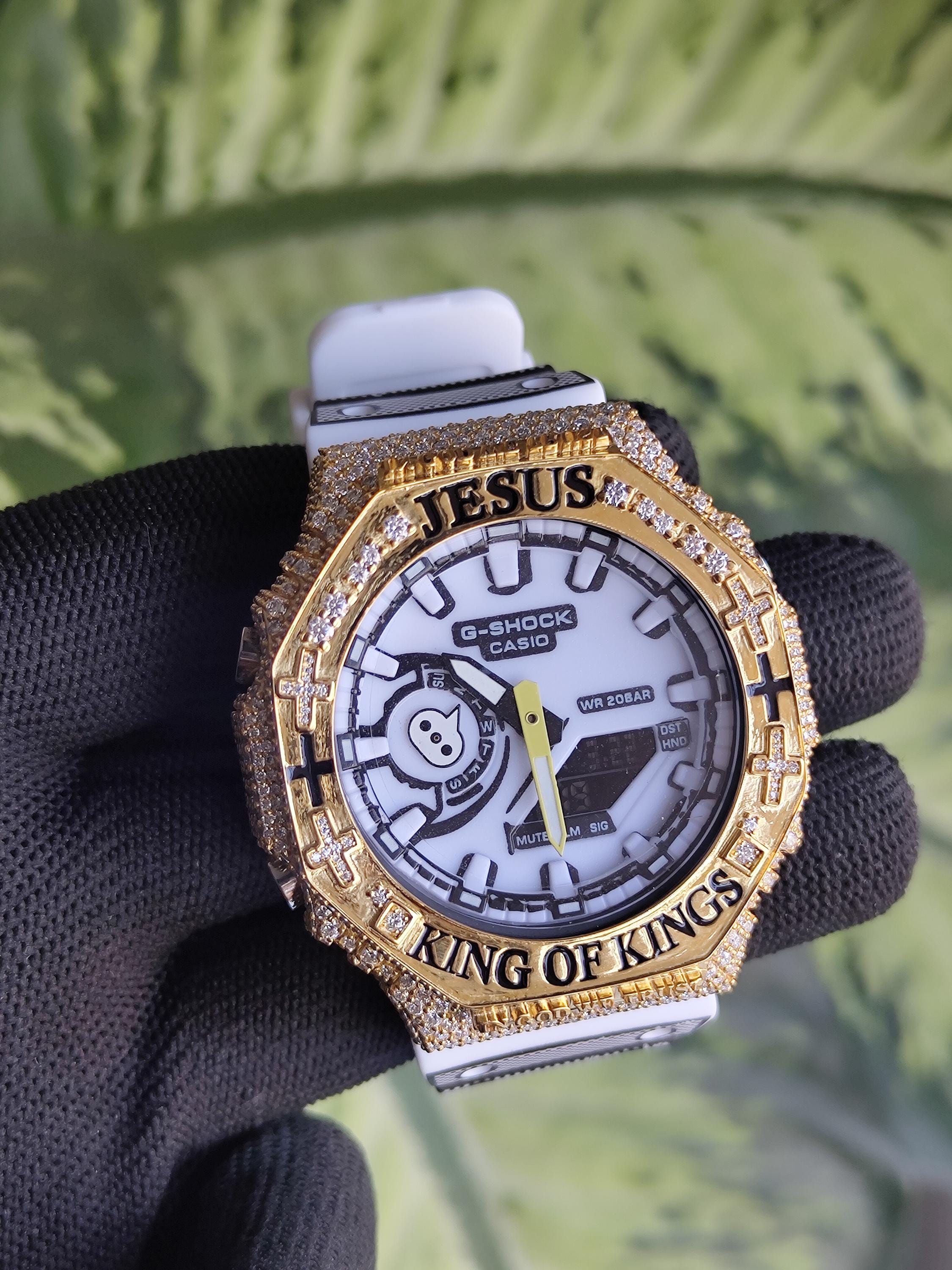 Custom Iced Out Watch: Jesus King of Kings name Luxury Watch Design by silvoura