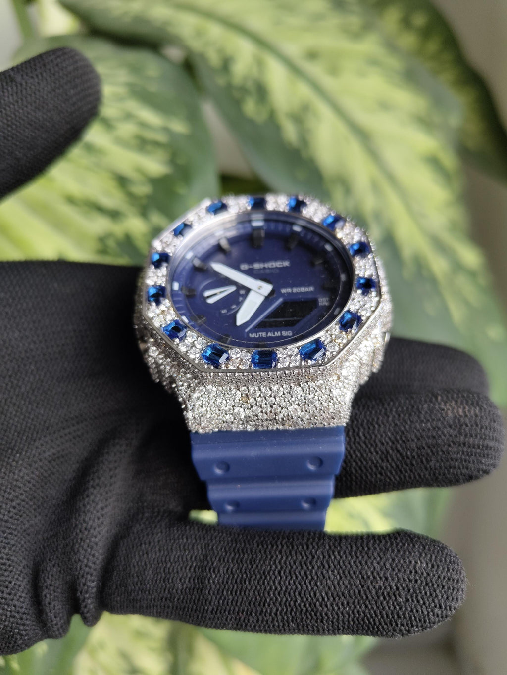 Custom Iced Out Watch: VVS Moissanite, Blue Dial by Silvoura