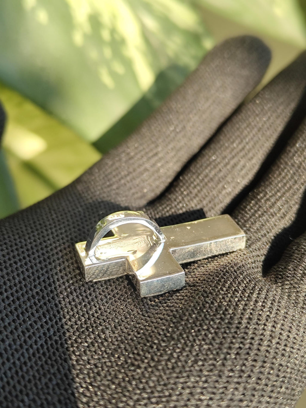 925 Sterling Silver Cross Pendant with Princess cut Moissanite