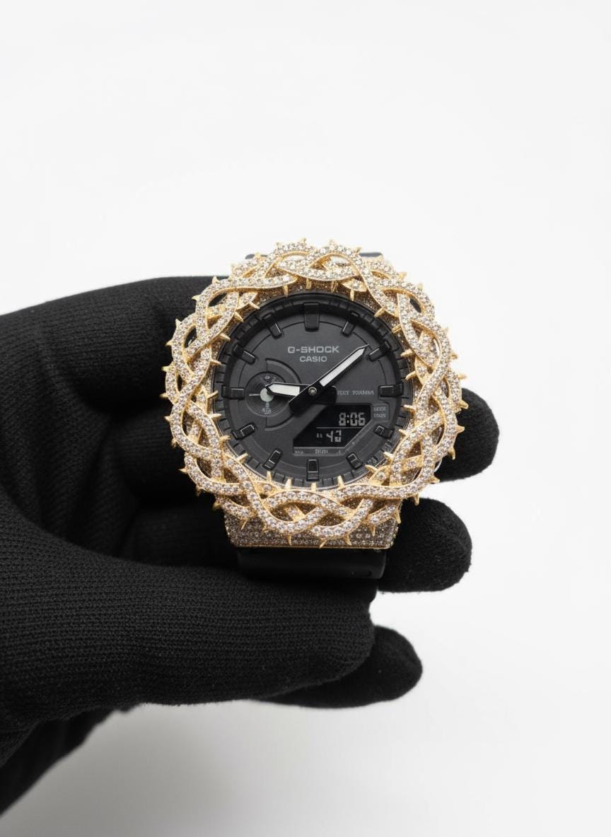 Custom Gold thorn Watch: VVS Moissanite full iced out Thorn Design by silvoura