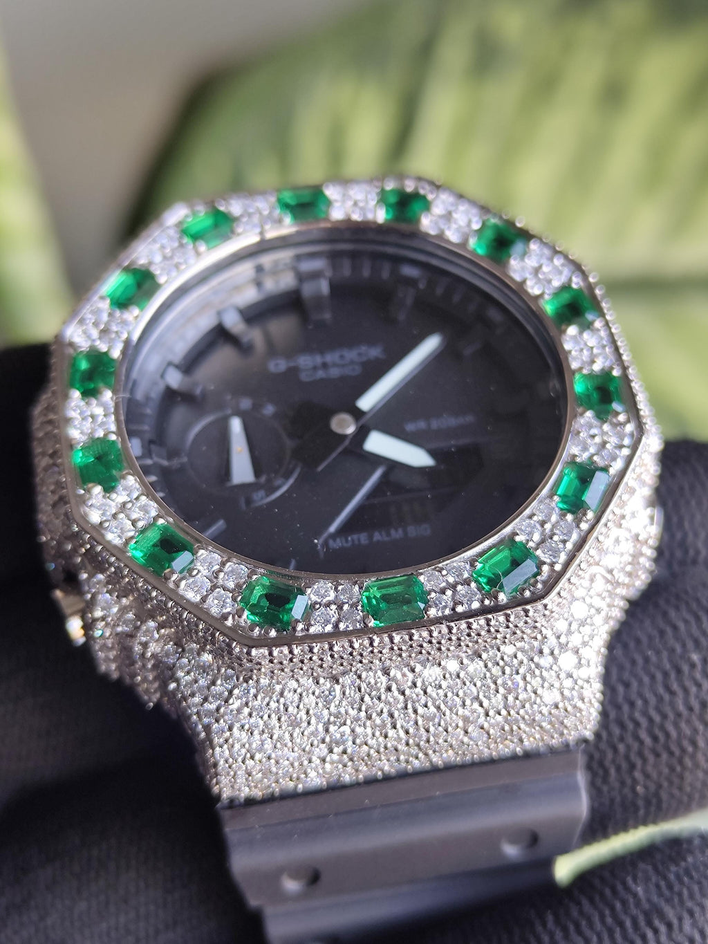 Custom Iced Out Watch: VVS Moissanite, GREEN Dial by Silvoura
