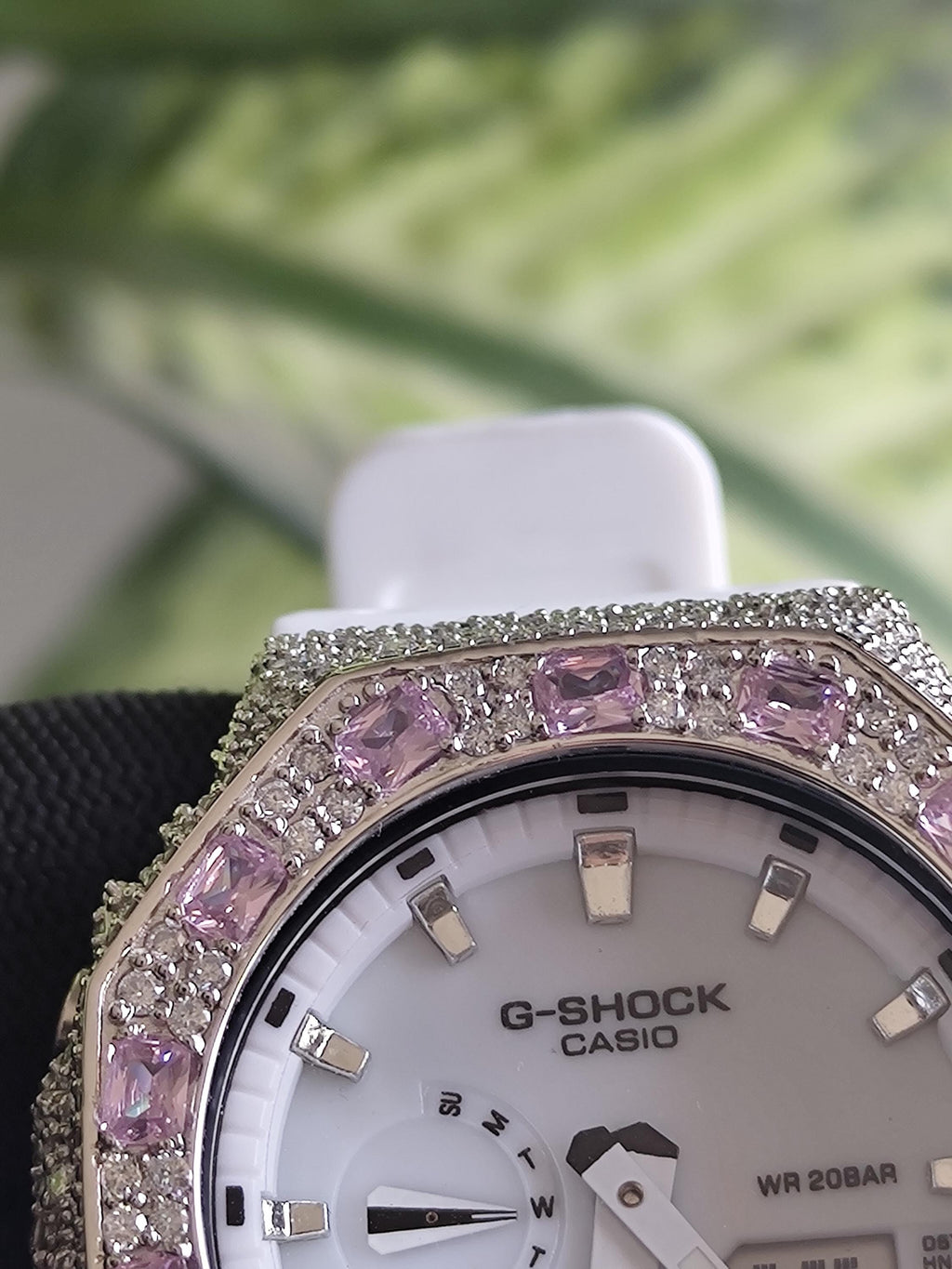 Custom Iced Out Watch: VVS Moissanite, pink Dial by Silvoura