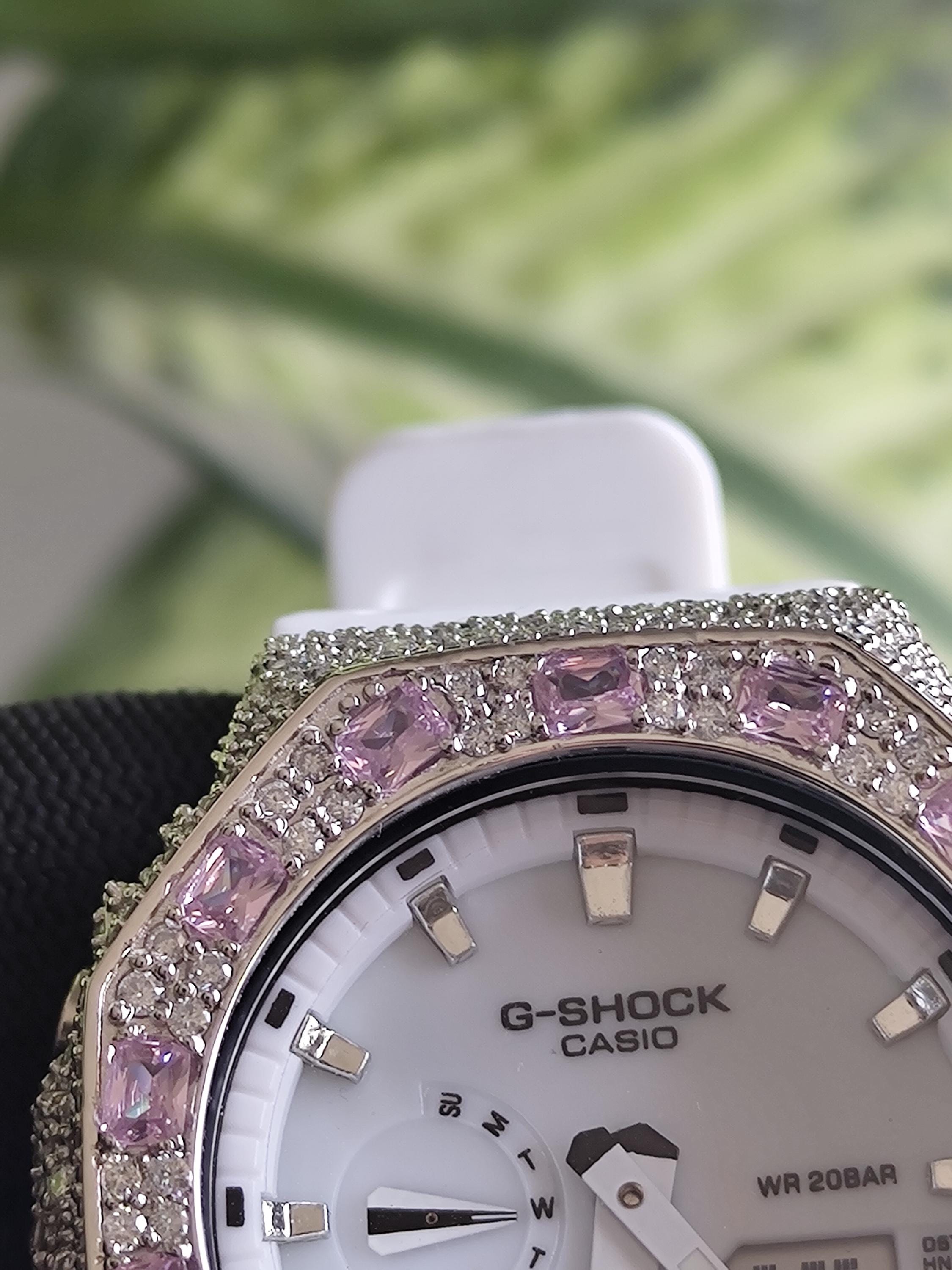 Custom Iced Out Watch: VVS Moissanite, pink Dial by Silvoura