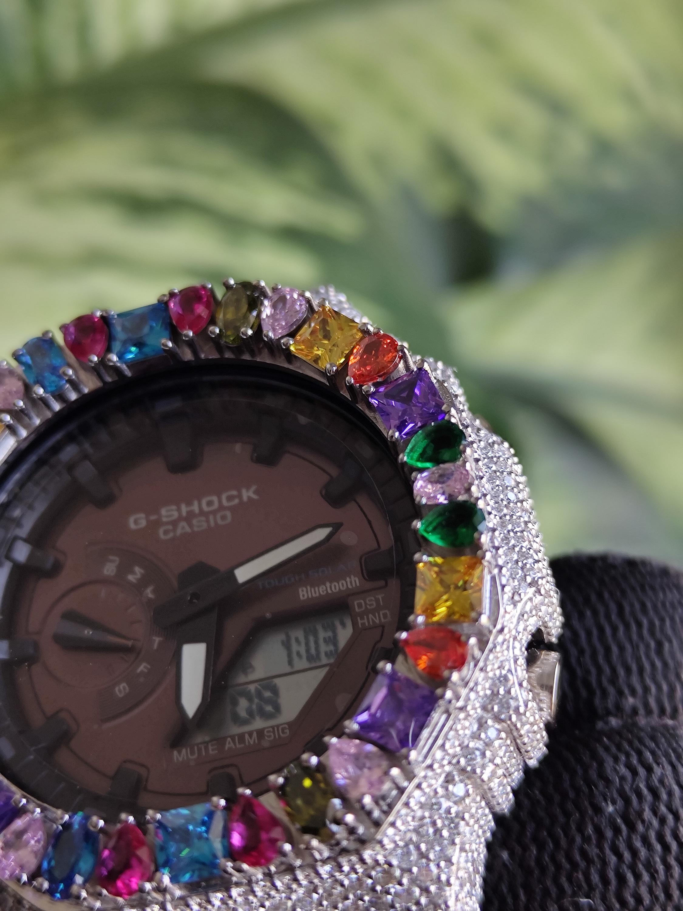 Custom Iced Out Watch: Multicolor Gemstone Luxury Watch Design by silvoura