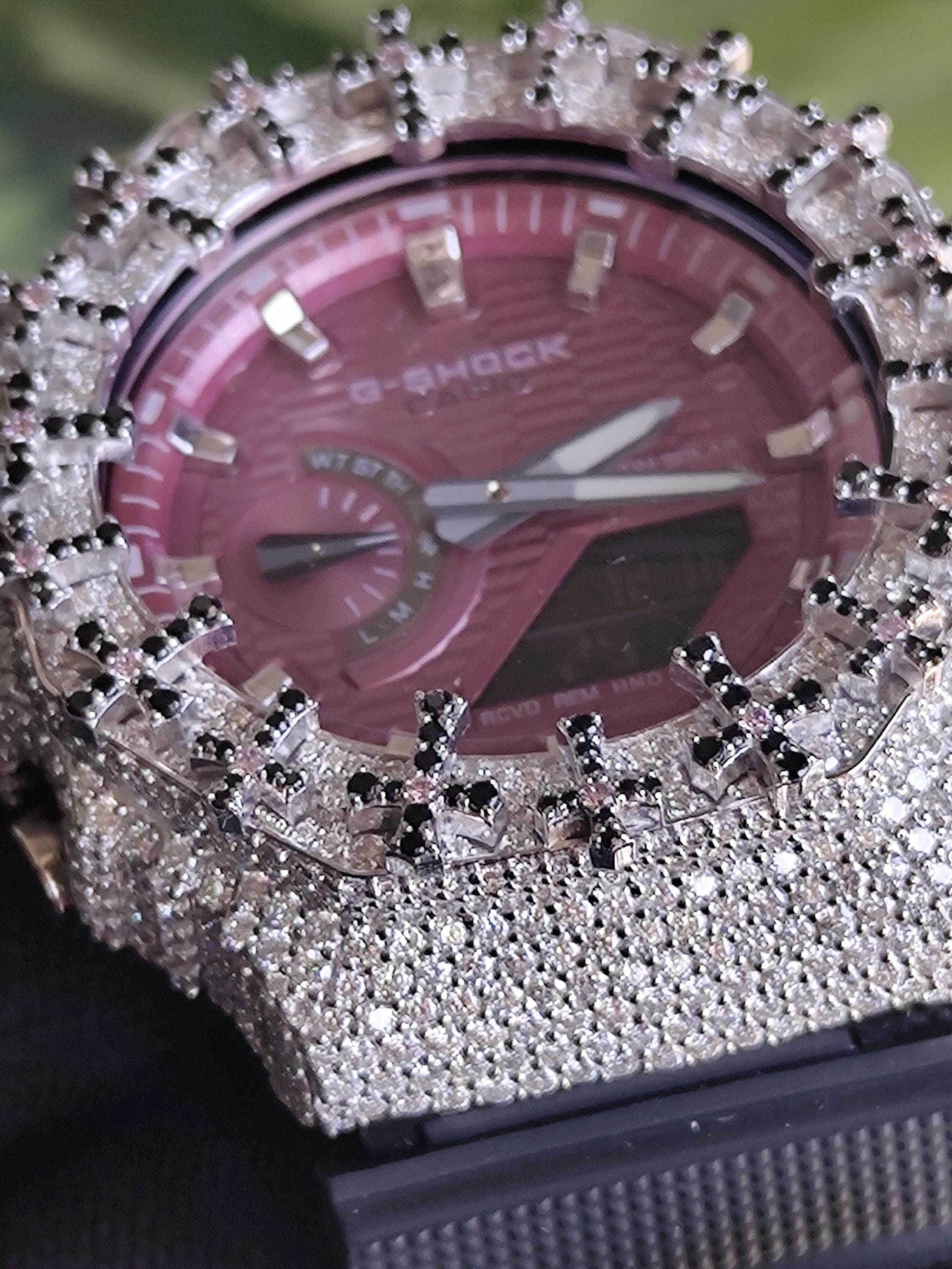 Custom Iced Out Watch: VVS Moissanite Cross Pattern Design by silvoura