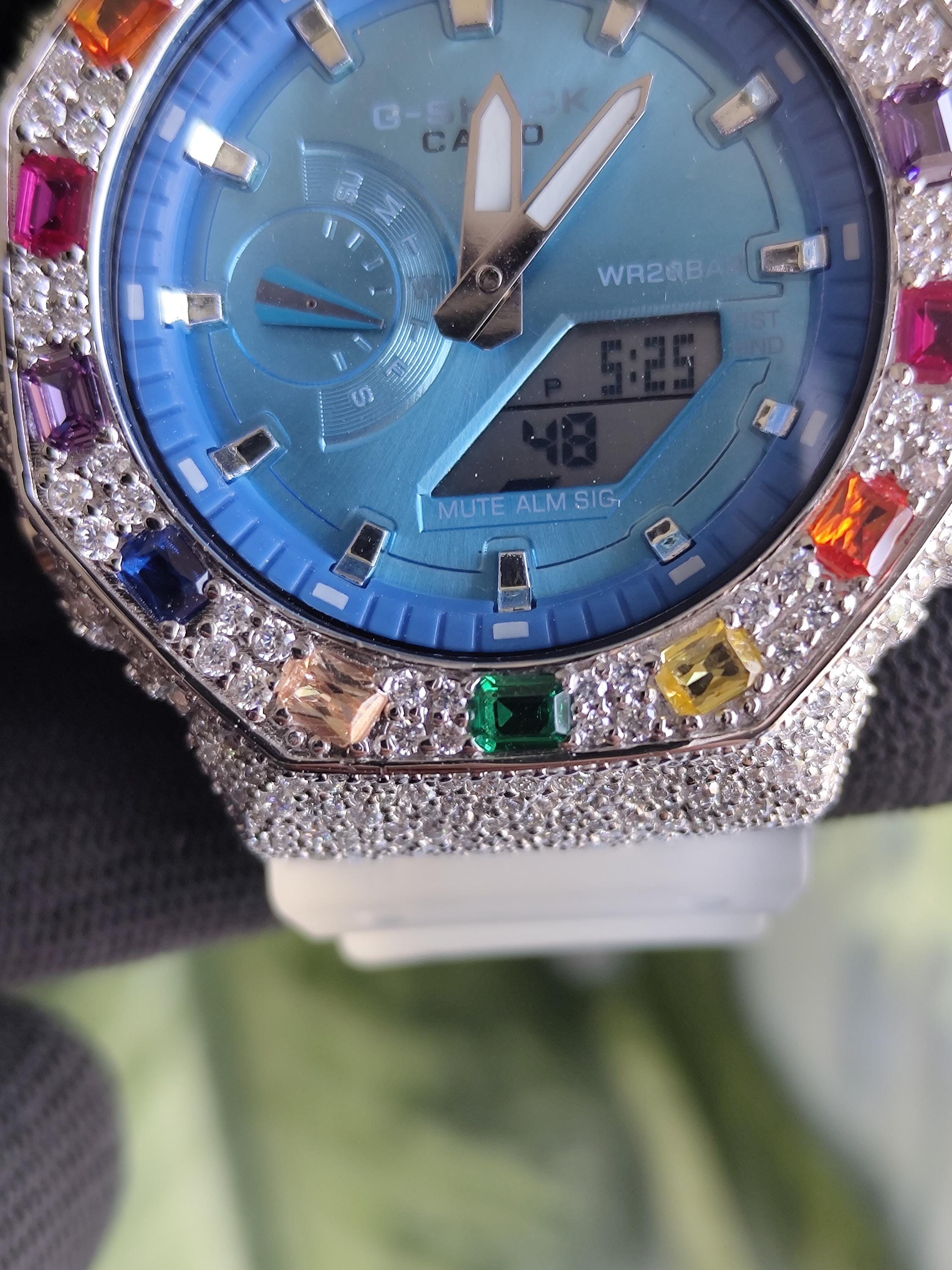 Custom Iced Out Watch: VVS Moissanite, Rainbow Dial by Silvoura