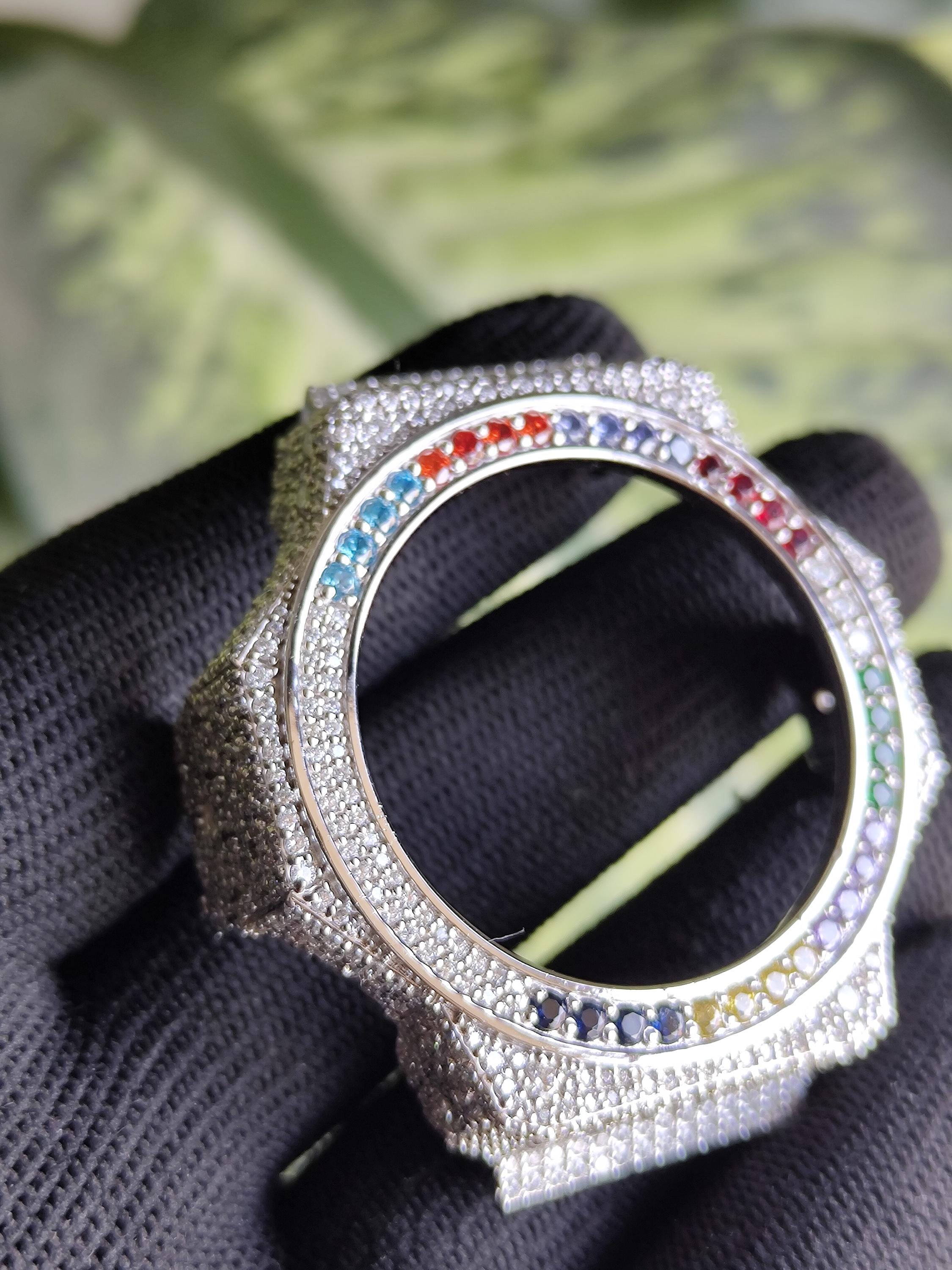 Custom Iced Out  G Shock GA2100 : VVS Moissanite, RAINBOW bezel by Silvoura