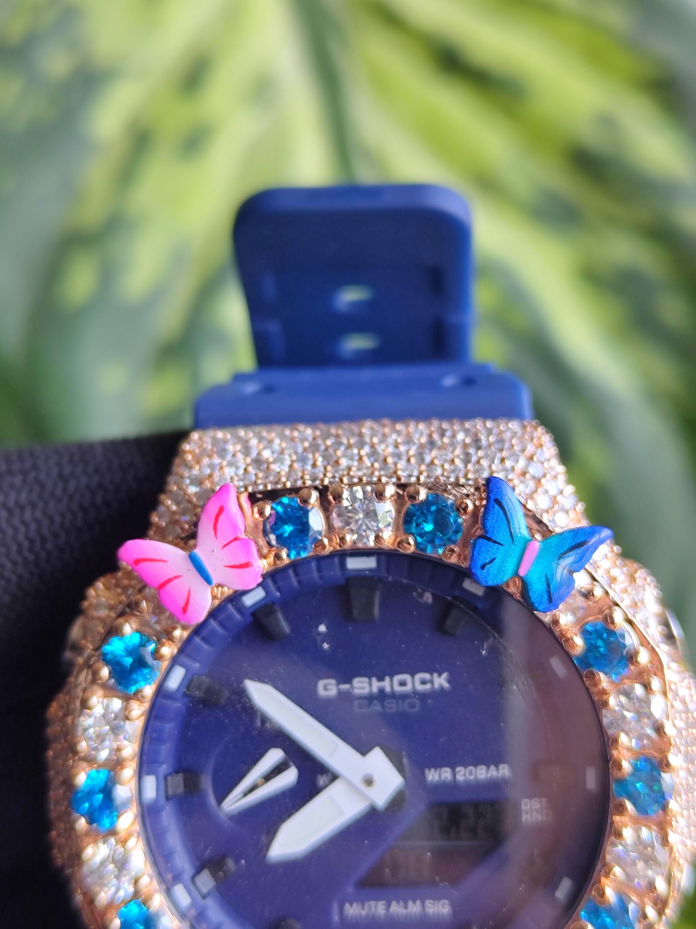 Custom Iced Out Watch: VVS Moissanite, Blue Dial by Silvoura