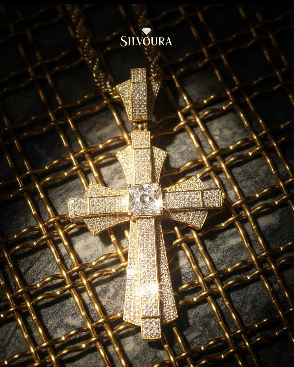 Iced Out Moissanite Cross Pendant | Silver Hip Hop Jewelry