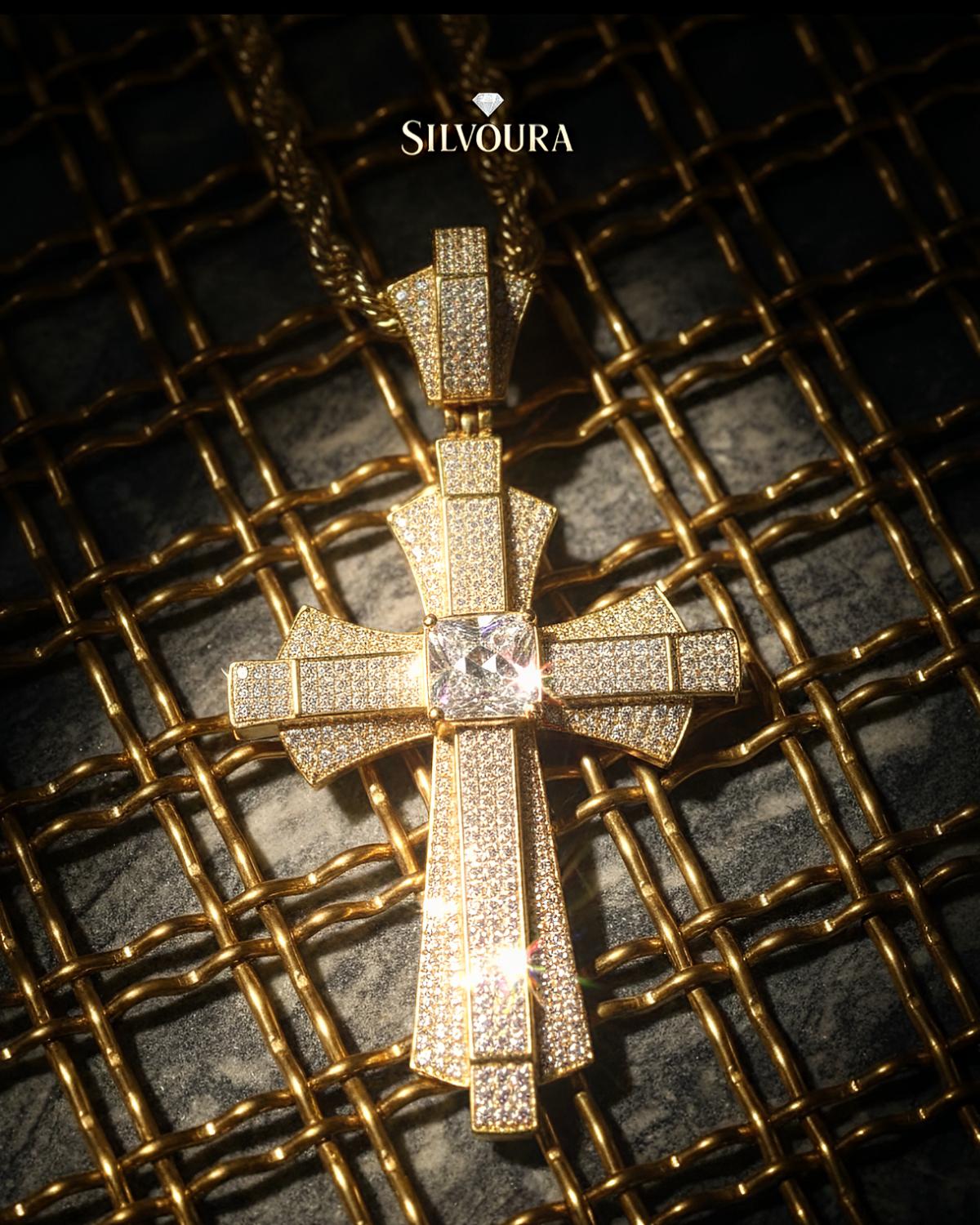 Iced Out Moissanite Cross Pendant | Silver Hip Hop Jewelry