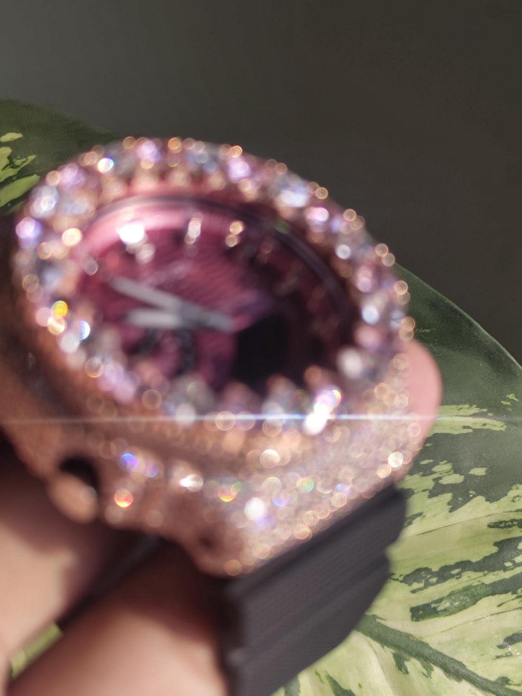 Moissanite Watch – Pink & White Heart - Iced Out Rose Gold Finish – valentine gift