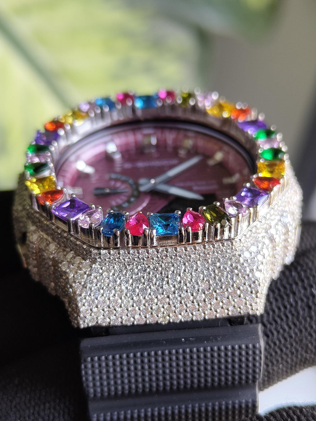 Custom Iced Out Watch: Multicolor Gemstone Luxury Watch Design by silvoura