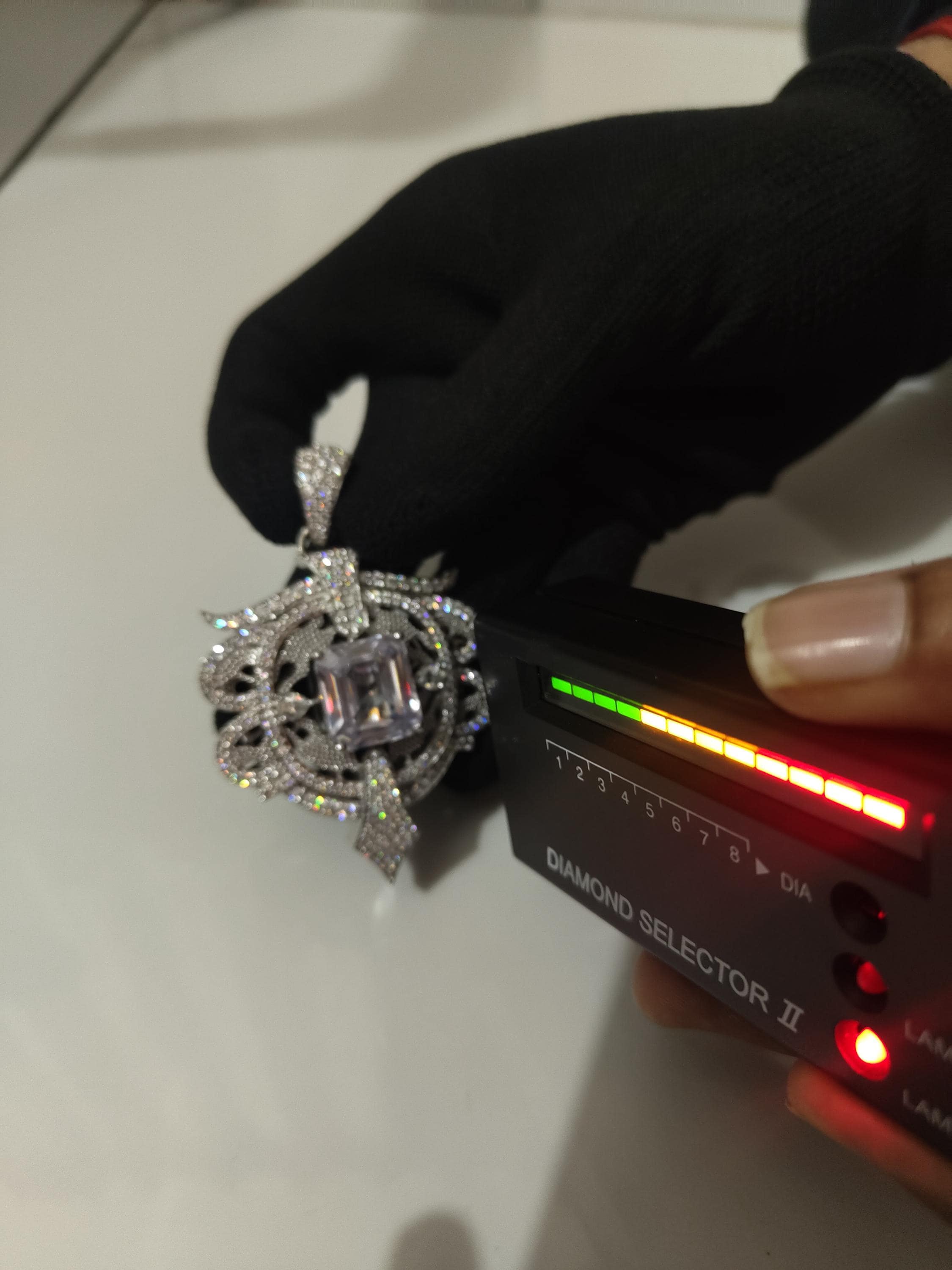 Art Deco Style Moissanite Silver iced out Pendant