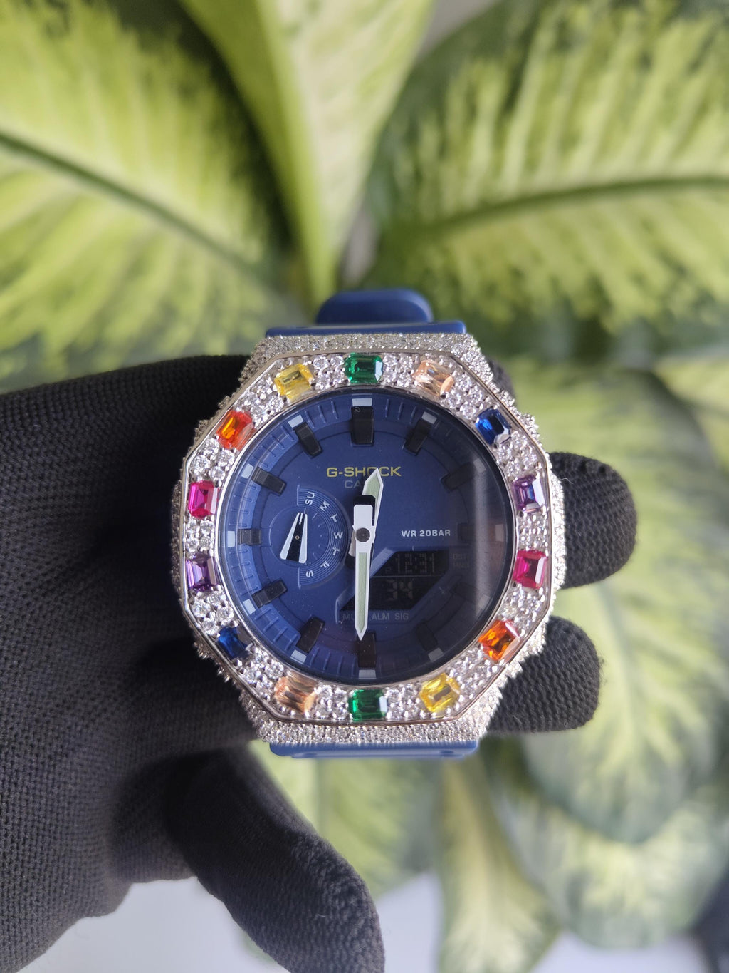 Custom Iced Out Watch: VVS Moissanite, Rainbow Dial by Silvoura